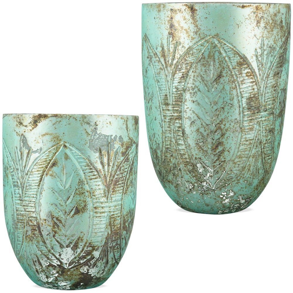 HOBBY Teelichtglas Glas & abgerundet Windlicht grün 14,8 matches21 HOME Kerzenständer cm