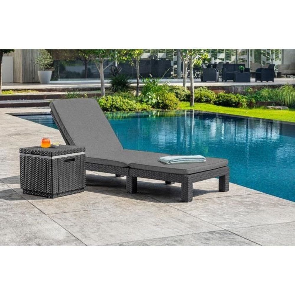 Allibert Gartenliege Keter Sessel lang mit Daytona Graphit 441306 Kissen