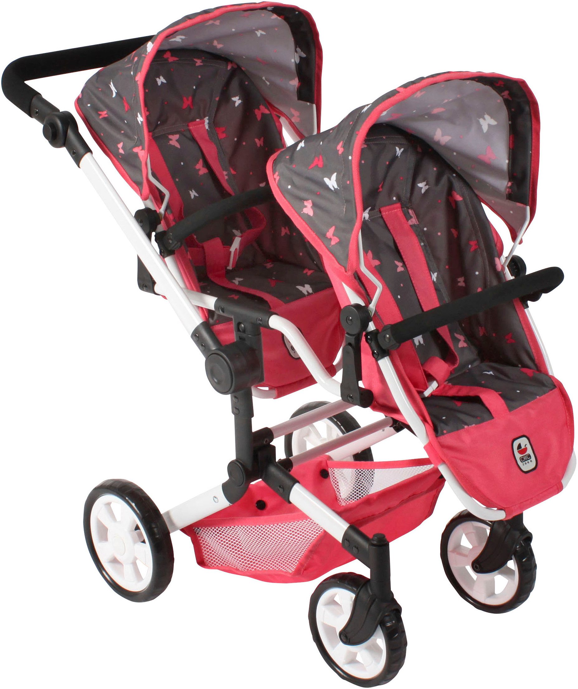 CHIC2000 Puppen-Zwillingsbuggy Linus Duo, mit zwei abnehmbaren, bis in Liegeposition verstellbaren Sportsitzen