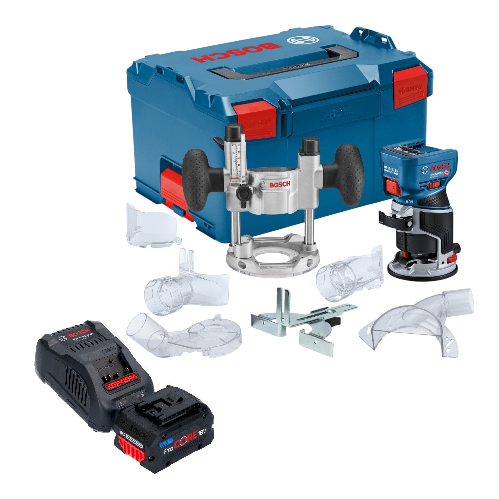 Bosch Professional Oberfräse GKF 18V-8 Professional Akku Kantenfräse 18 V 8,0 mm Brushless + 1x