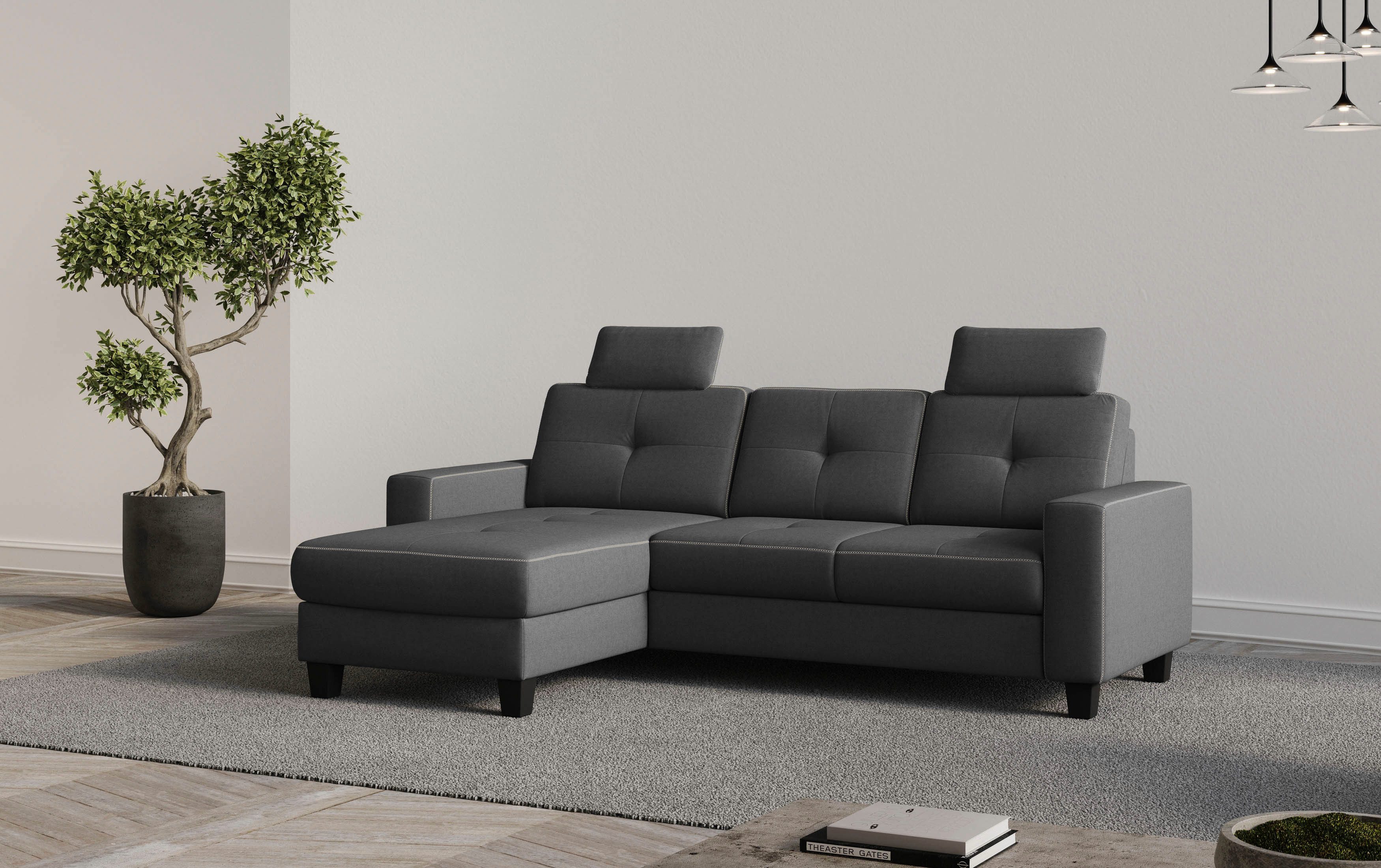 Places of Style Ecksofa "Varese L-Form", wahlweise mit Bettfunktion und Bet günstig online kaufen