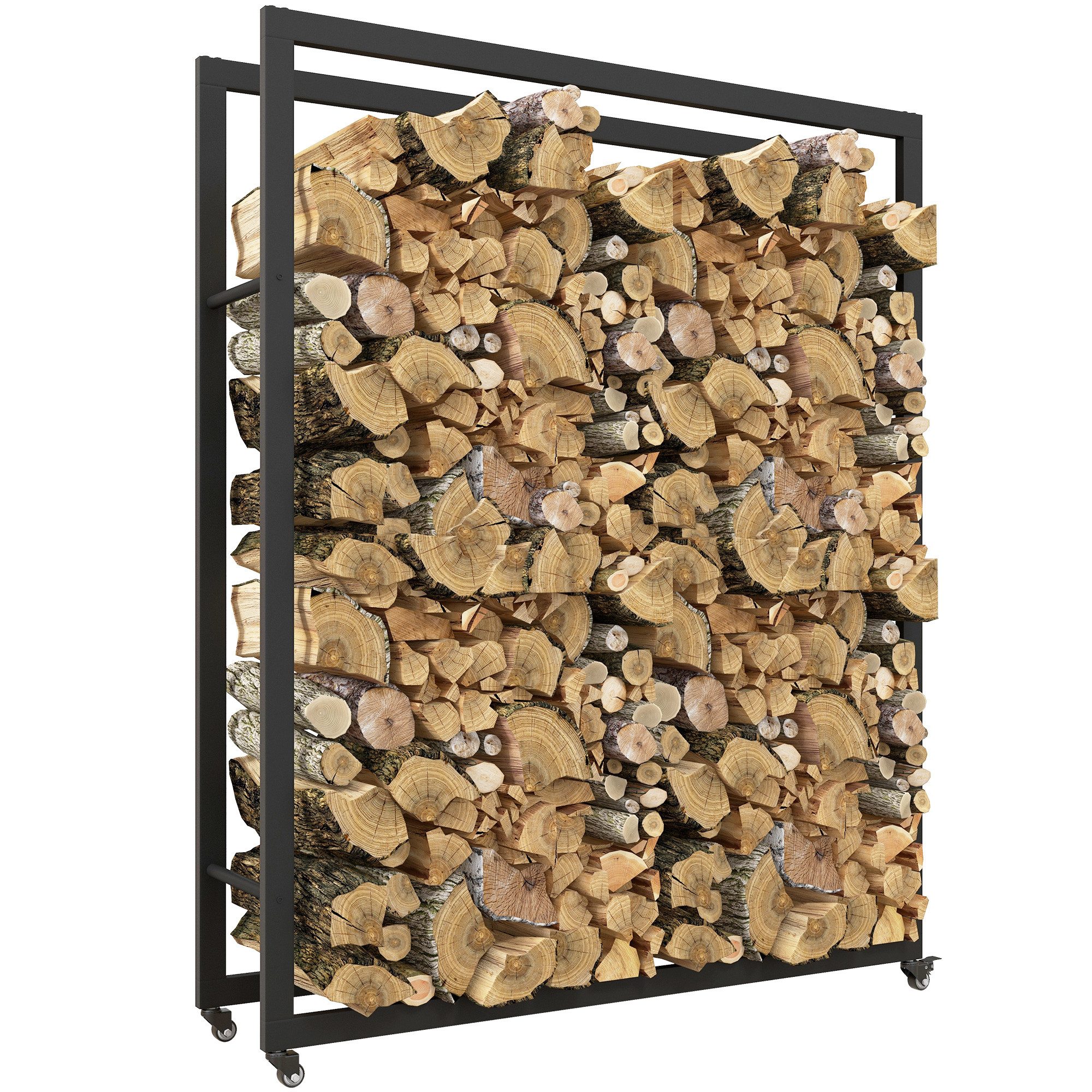 Outsunny Kaminholzregal Brennholzregal mit Rollen, BxTxH:120x32x151 günstig online kaufen