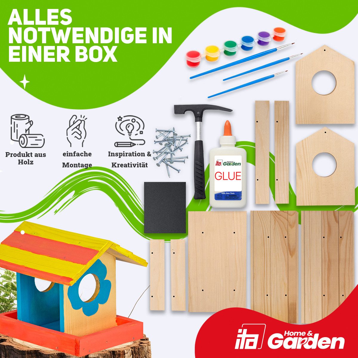 ITA Nistkasten Vogelfutterhaus DIY Bastelset zum Zusammenbauen und Bemalen, günstig online kaufen