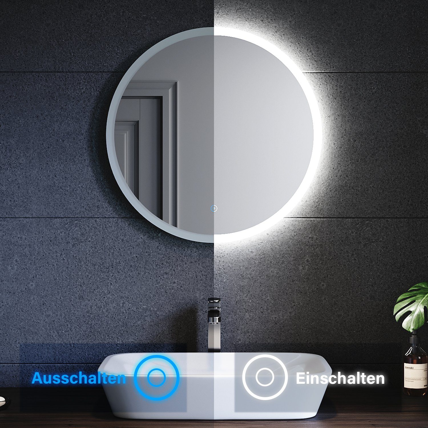 SONNI Badspiegel Rund Badezimmerspiegel mit Beleuchtung, günstig online kaufen
