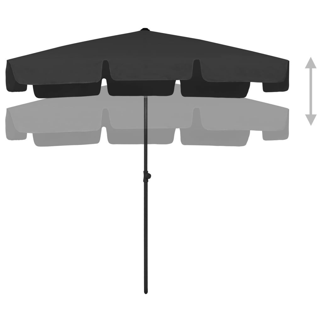 vidaXL Sonnenschirm Strandschirm Schwarz 200x125 cm