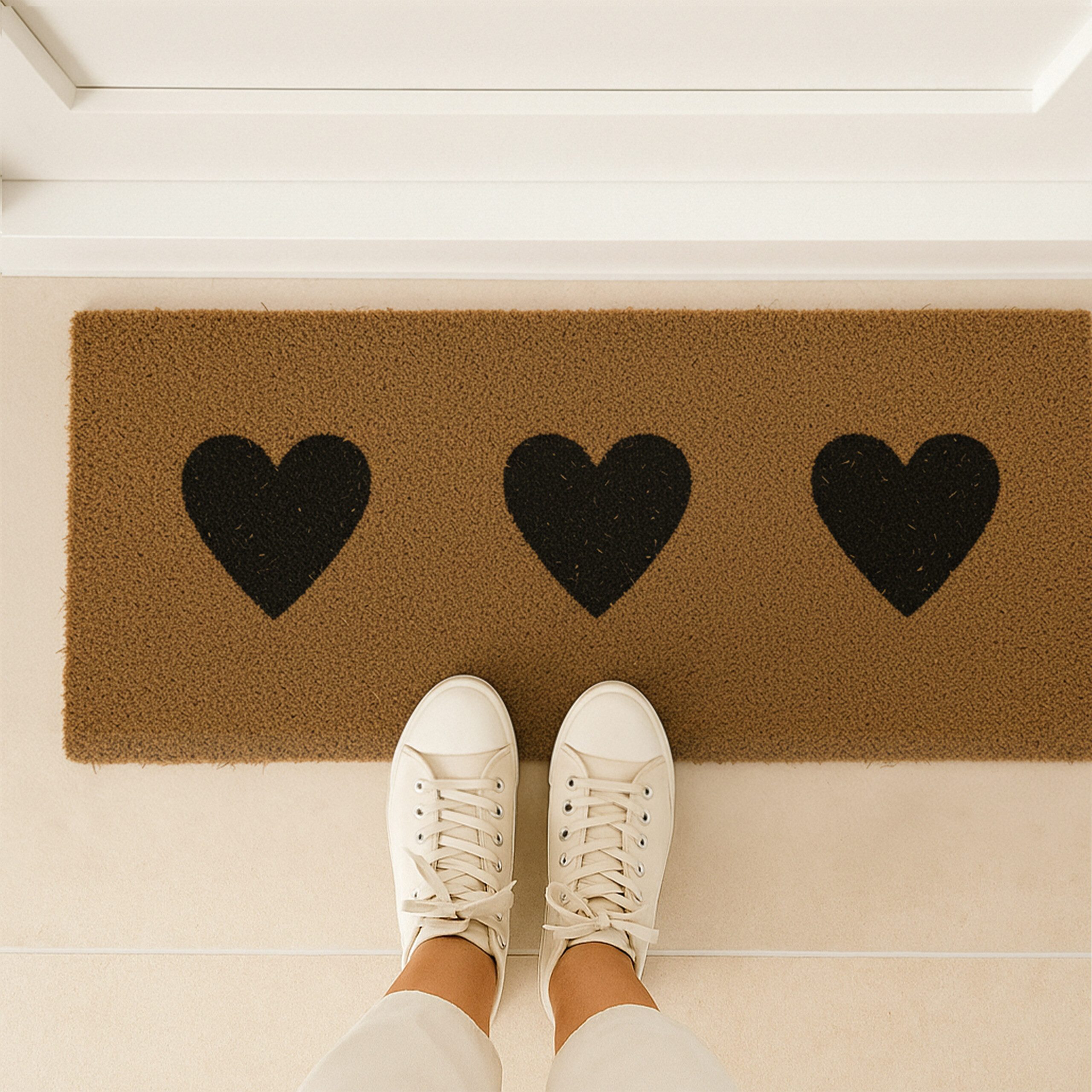 relaxdays Fußmatte Kokos Fußmatte Herzen schmal, rechteckig, Höhe: 10 mm günstig online kaufen
