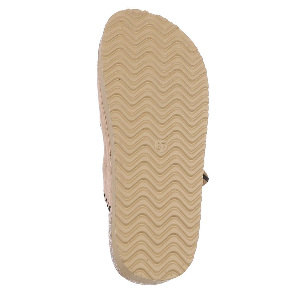 Ital-Design Damen Plateau-Pantolette mit Schnallen und Zierprägung Plateausandaletten (91895617) Flach Pantoletten in Schwarz