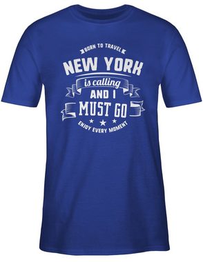 Shirtracer T-Shirt New York is calling and I must go Weiß Stadt und City Outfit