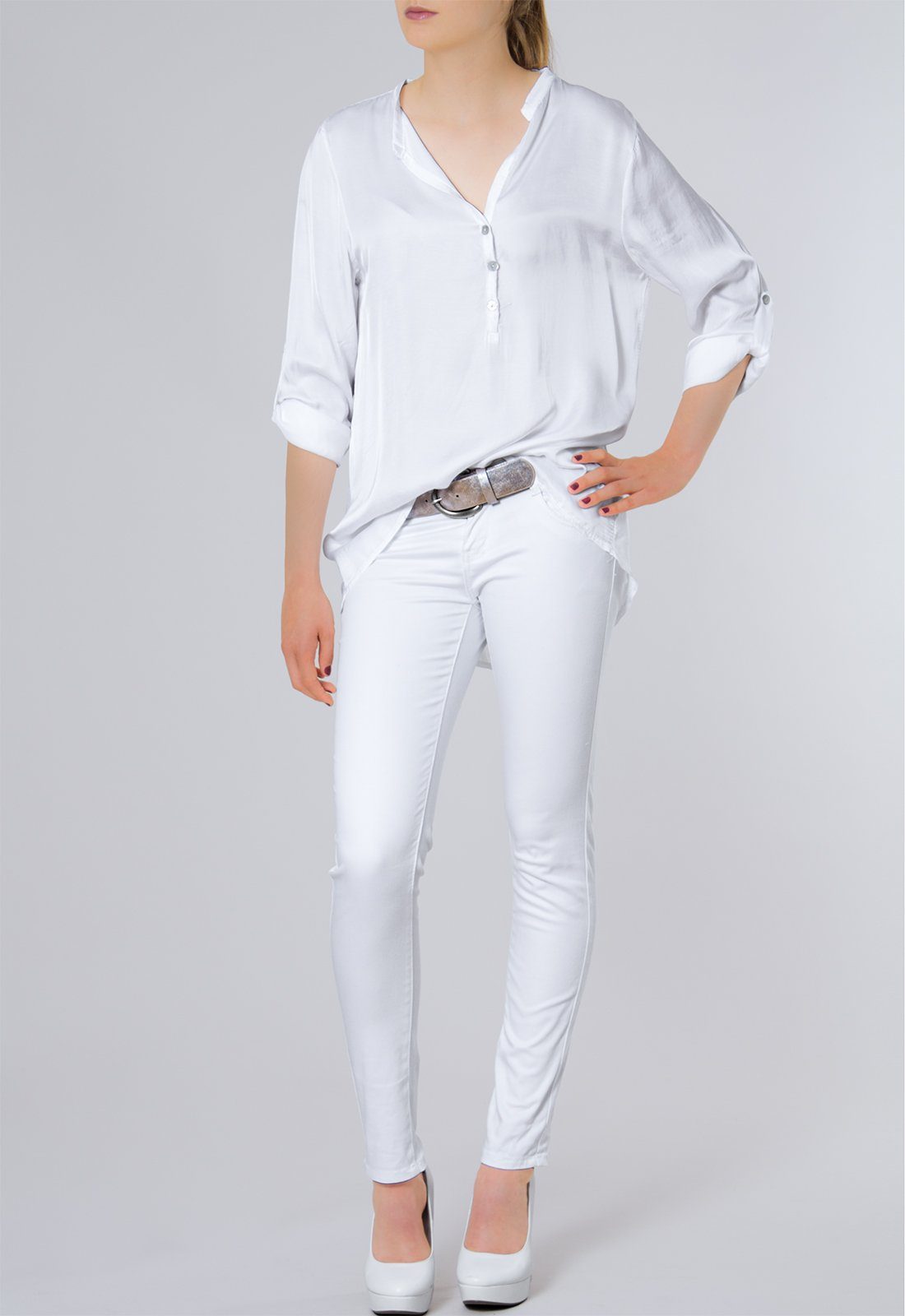 Caspar Shirtbluse BLU003 lässig elegante Damen Satin Hemdbluse
