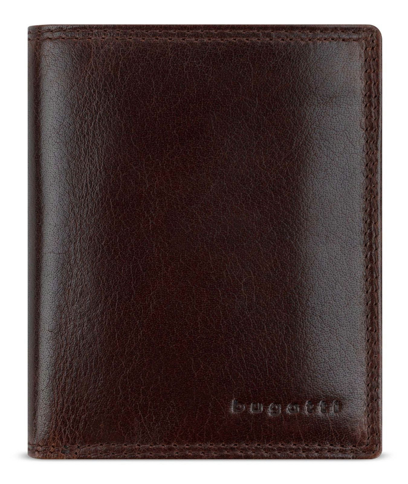 bugatti Geldbörse Upright Wallet With Flap 8CC, aus echtem Büffelleder mit RFID-Blocker Schutz