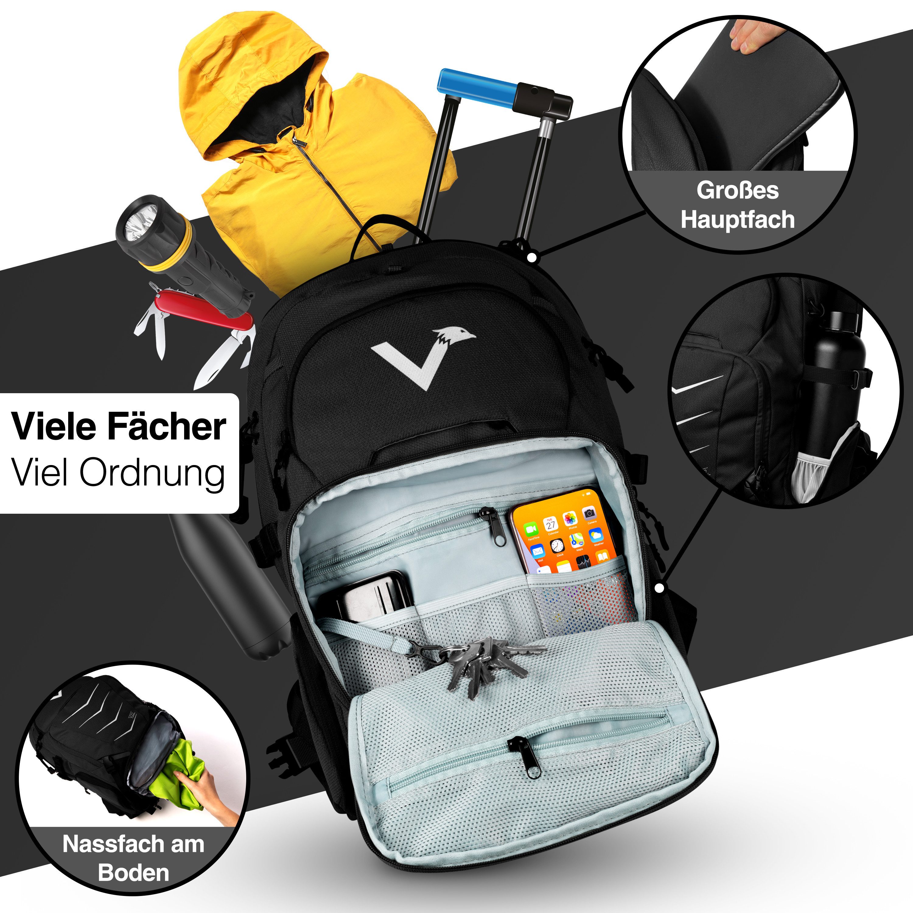 Valkental Wanderrucksack Fahrradrucksack & Outdoor Rucksack (2-tlg), wasserdicht & atmungsaktiv 22 L