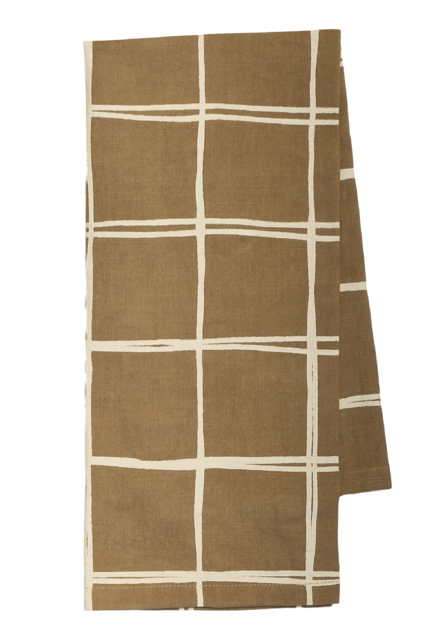Chic Antique Geschirrtuch Geschirrtuch Küchentuch Baumwolle Karamell Braun Karo Chic Antique