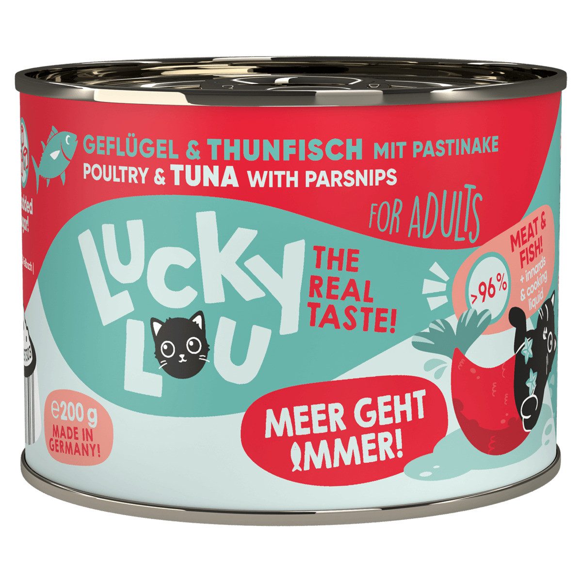Lucky Lou Lifestage Adult Geflügel & Thunfisch 200 g, Nassfutter für: Katze