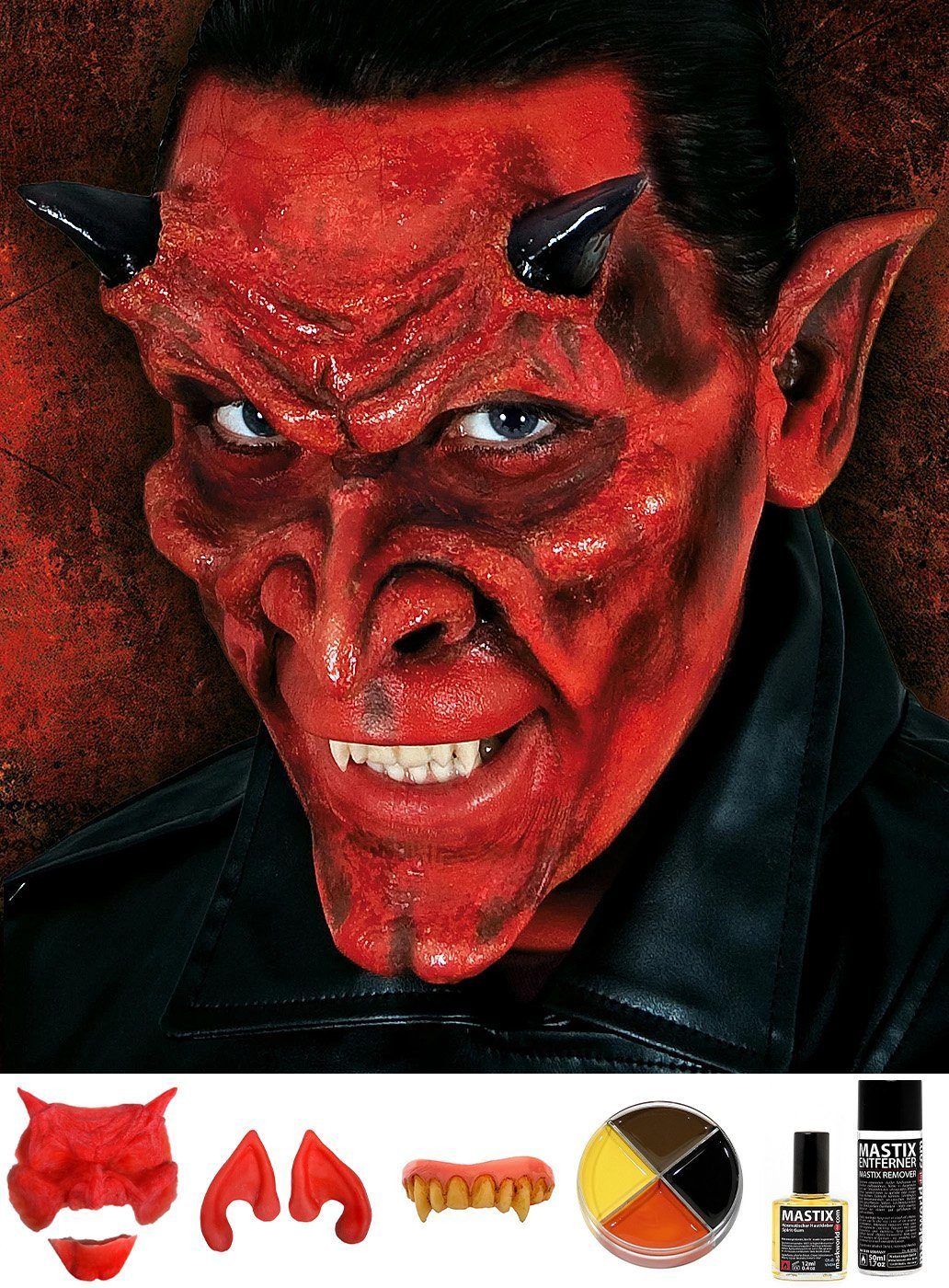 Maskworld Verkleidungsmaske Teufel Make-up Deluxe Set