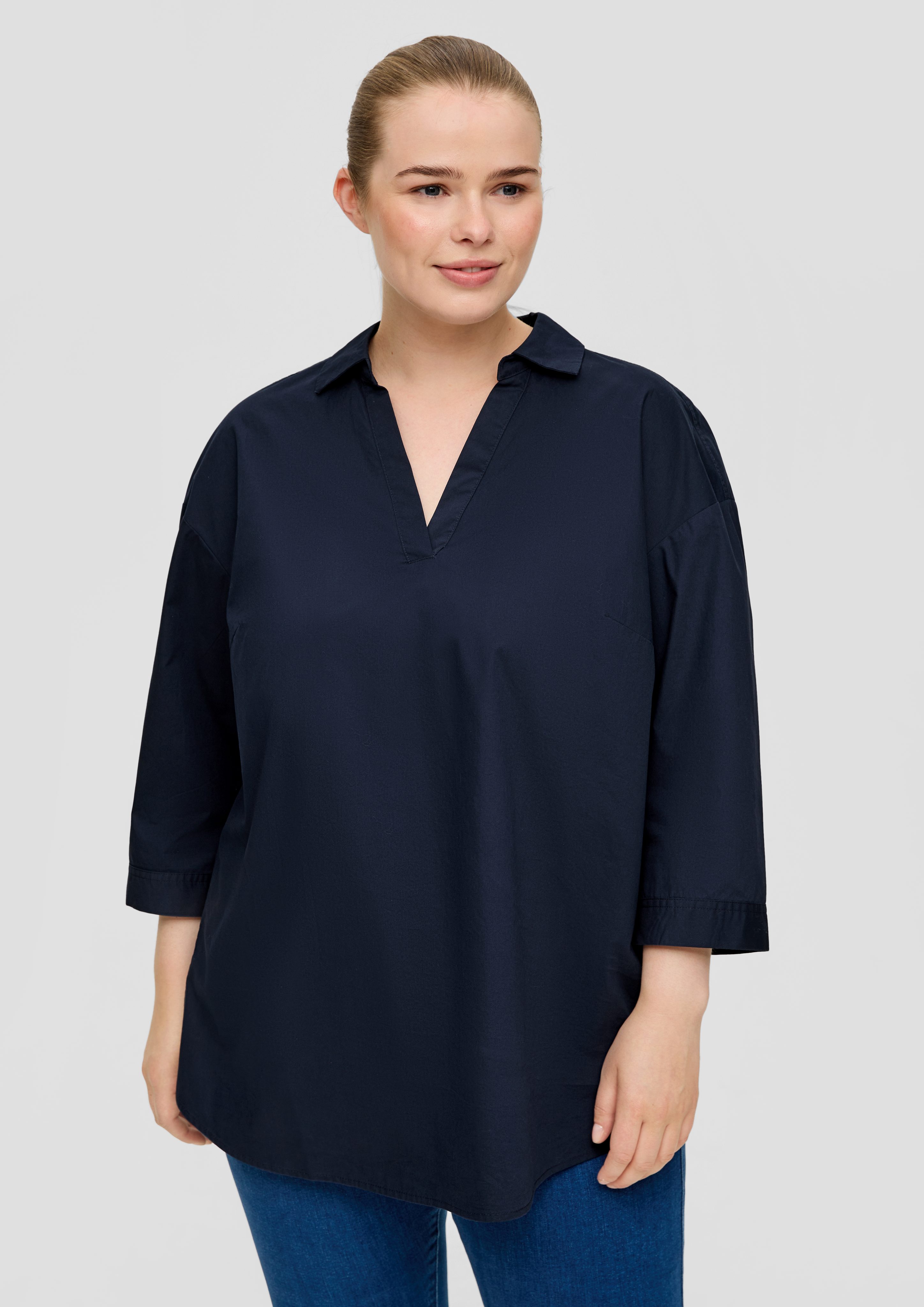 TRIANGLE Langarmbluse Bluse mit aufknöpfbarem Saum günstig online kaufen