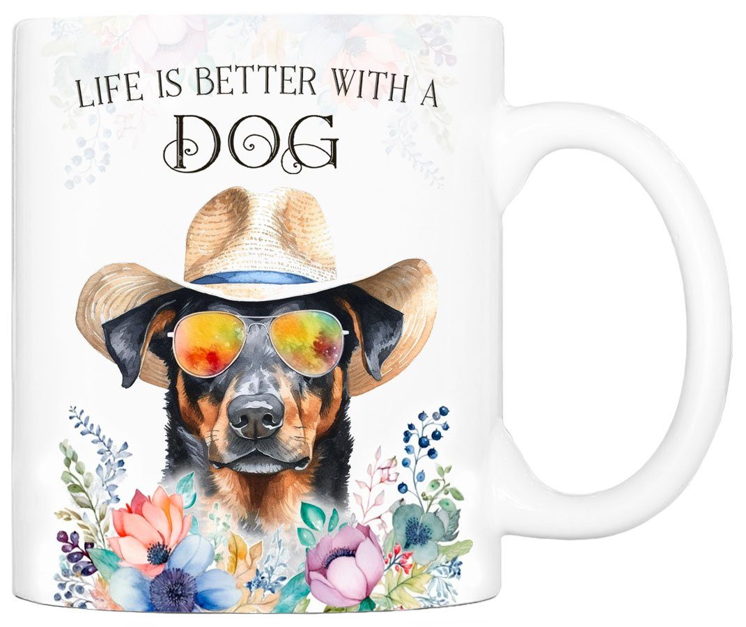 Cadouri Tasse BEAUCERON - Kaffeetasse für Hundefreunde, Keramik, mit Hunderasse, beidseitig bedruckt, handgefertigt, Geschenk, 330 ml