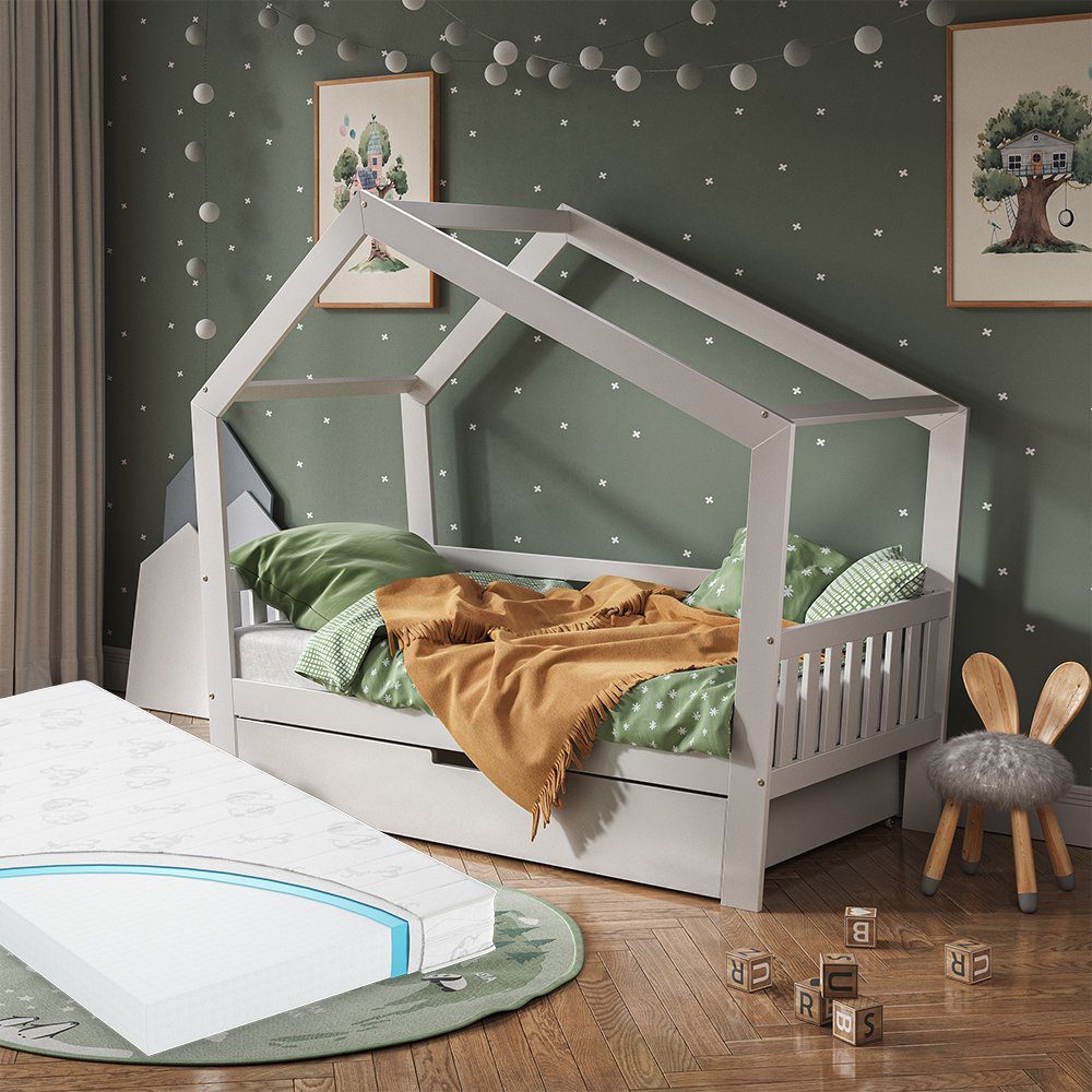 VitaliSpa® Kinderbett Jugendbett JOSEPHINE 160 x 80 Weiß mit Matratze
