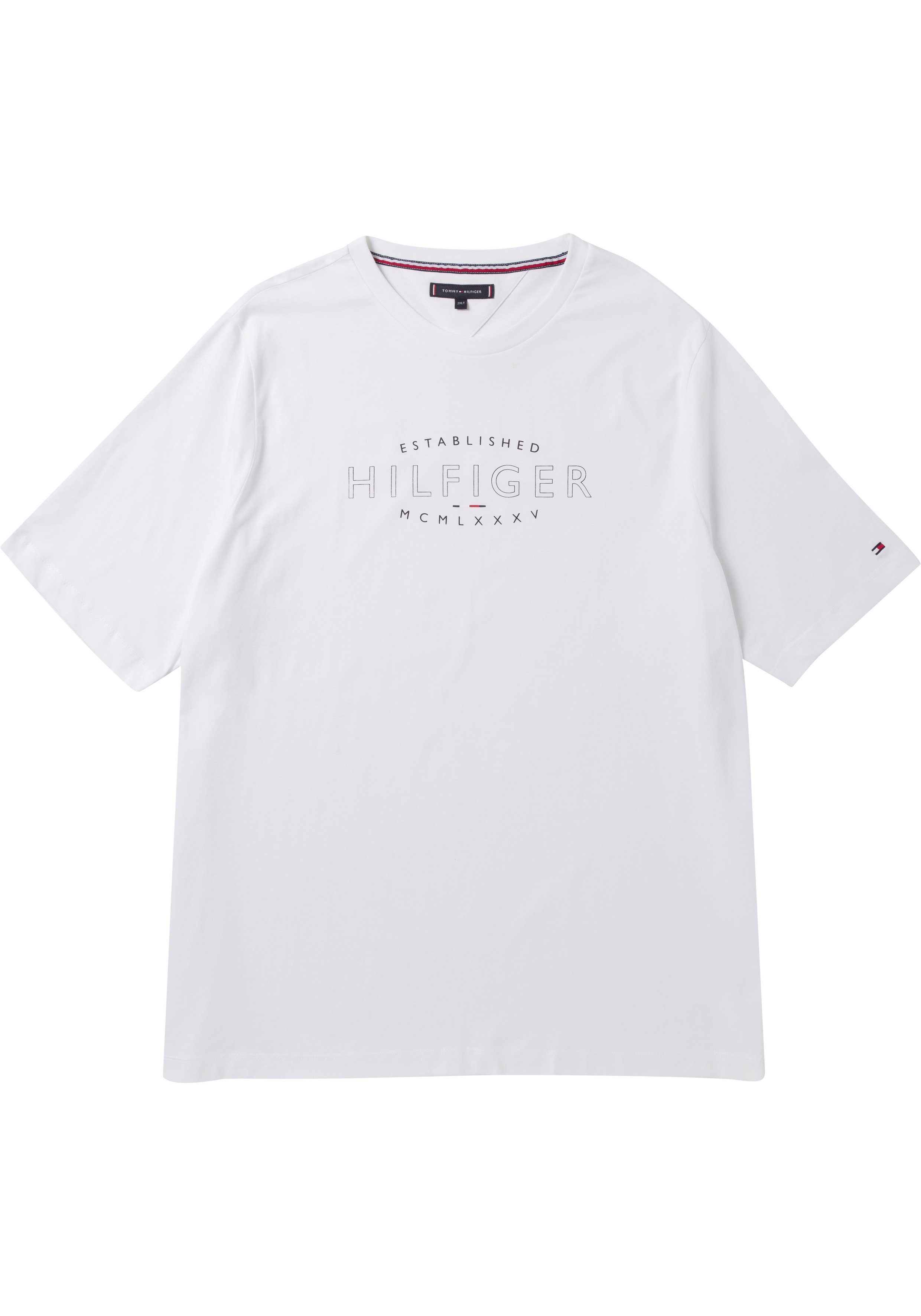 Tommy Hilfiger Big & Tall Print-Shirt (1-tlg) mit Tommy Hilfiger Labelfarben am Ausschnitt weiß | T-Shirts