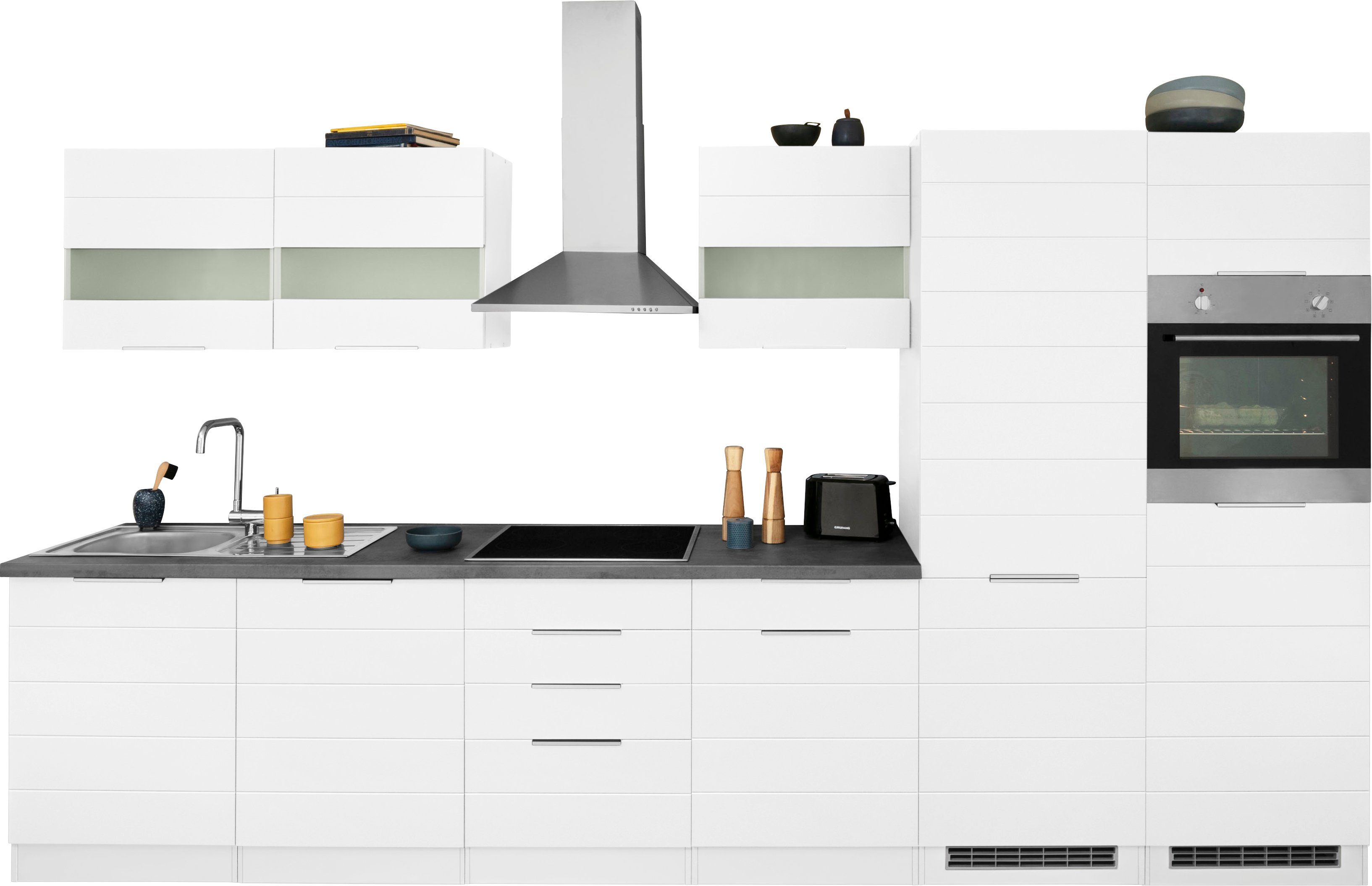 Küche 360 MDF-Fronten, Elektrogeräte oder Luhe, wahlweise mit wahlweise ohne ohne breit, cm gefräste HELD mit oder MÖBEL E-Geräten,