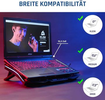 KLIM Notebook-Kühler Halo, Laptop Kühler mit RGB Beleuchtung + 11" - 17"