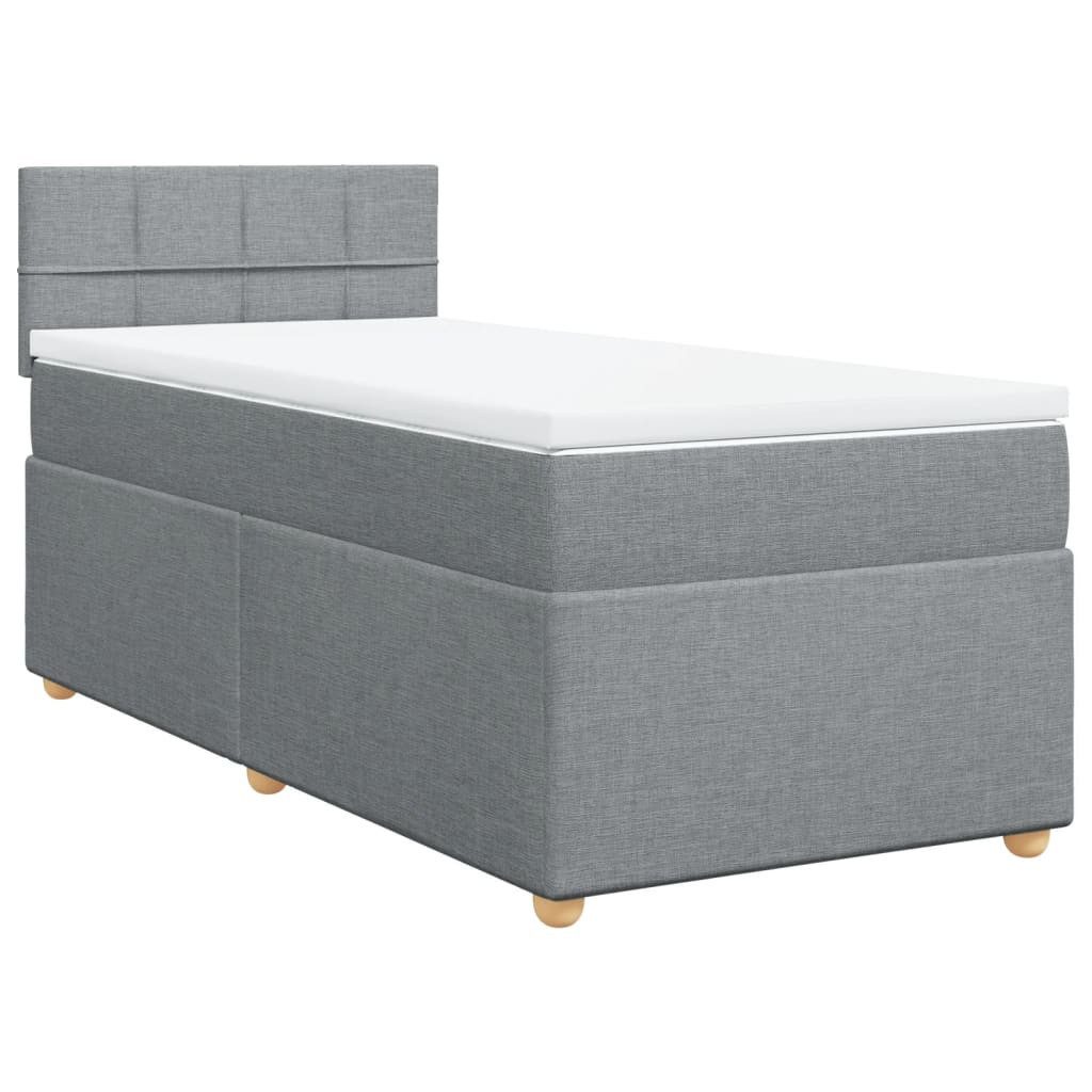 Bett Boxspringbett mit Matratze Hellgrau 90x200 cm Stoff