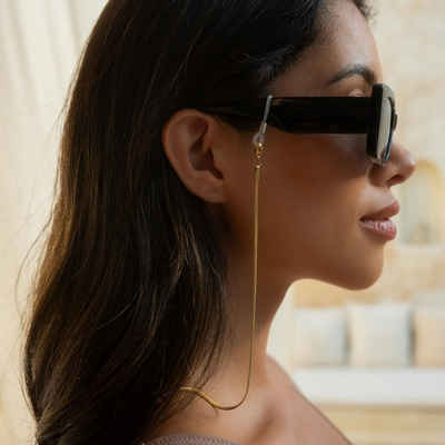 Made by Nami Brillenkette Brillenkette Damen Modern Brillenband Herren Schlangen Design, Gold, 70cm