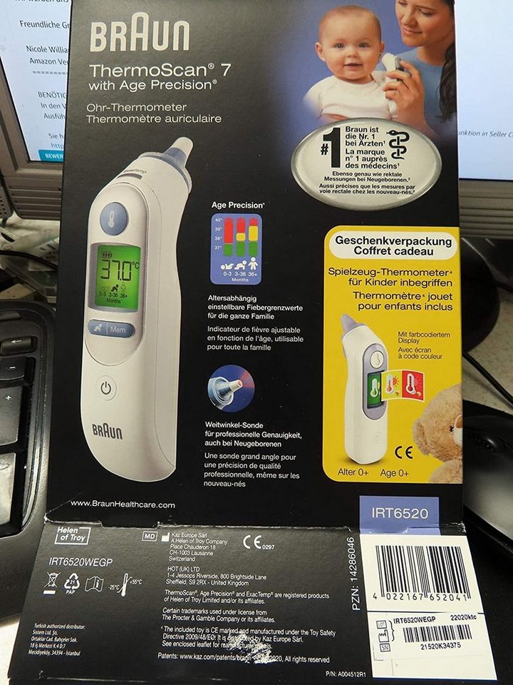 Braun Infrarot-Fieberthermometer 101042899 Braun ThermoScan 7  Infrarot-Ohr-Thermome