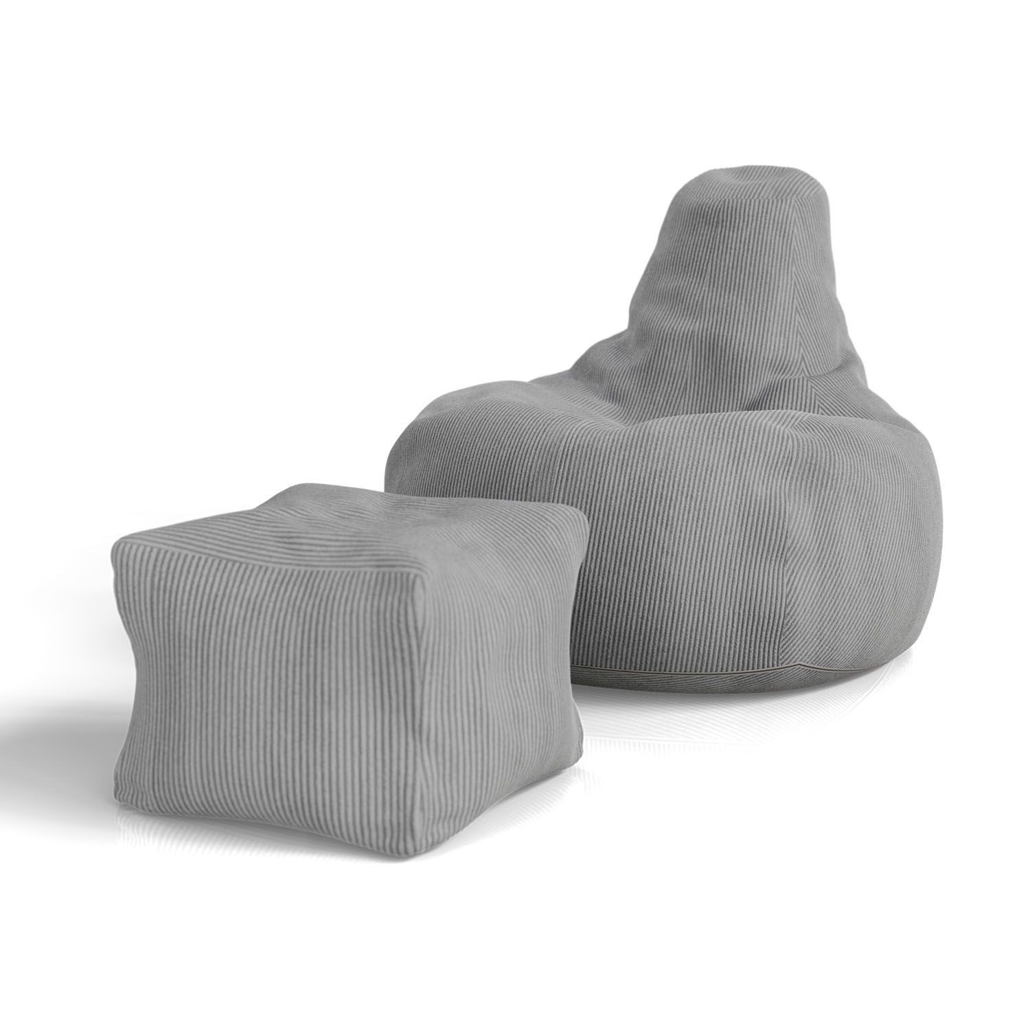 Juskys Sitzsack Chillex (2 St), L, mit Hocker, Cord, Memory-Schaum, Gaming günstig online kaufen