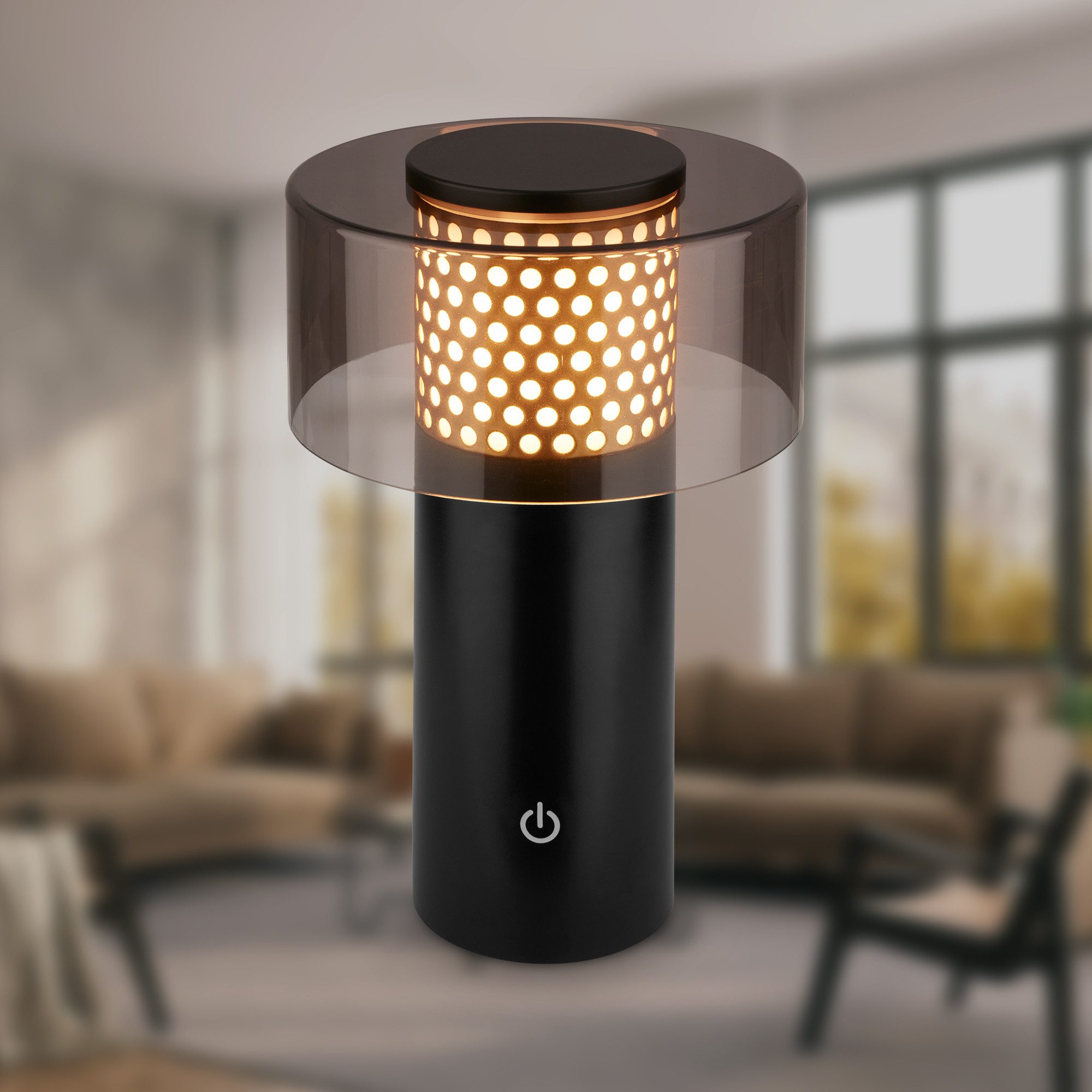 Briloner Leuchten LED Tischleuchte Akku Stufenlos dimmbar Touchfunktion Kabellos, LED fest integriert, Warmweißes Licht USB-C Ladung 150mm Durchmesser 190mm Höhe