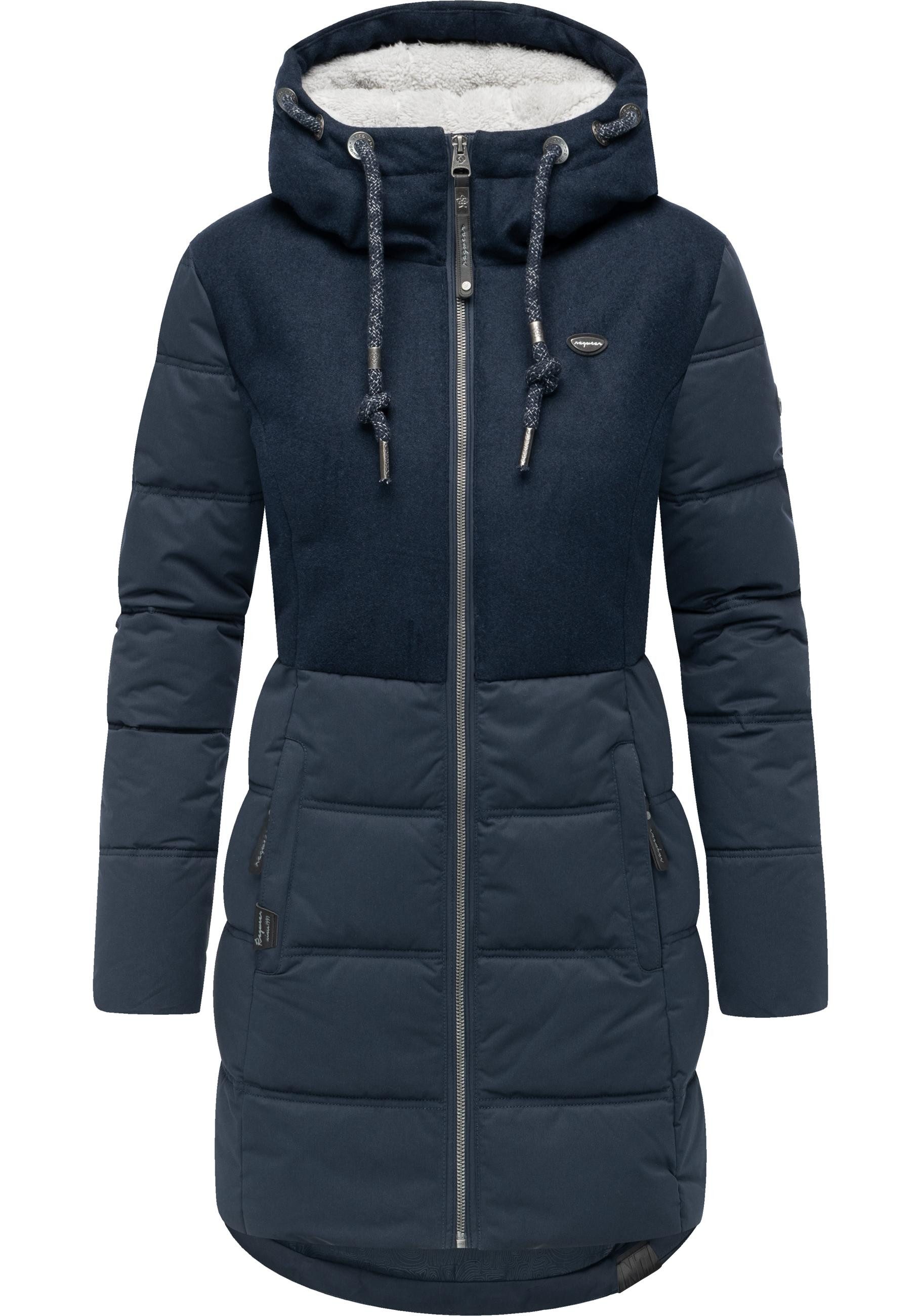 Ragwear Winterjacke Ashani Block Intl. stylischer Winterparka mit gefütterter Kapuze
