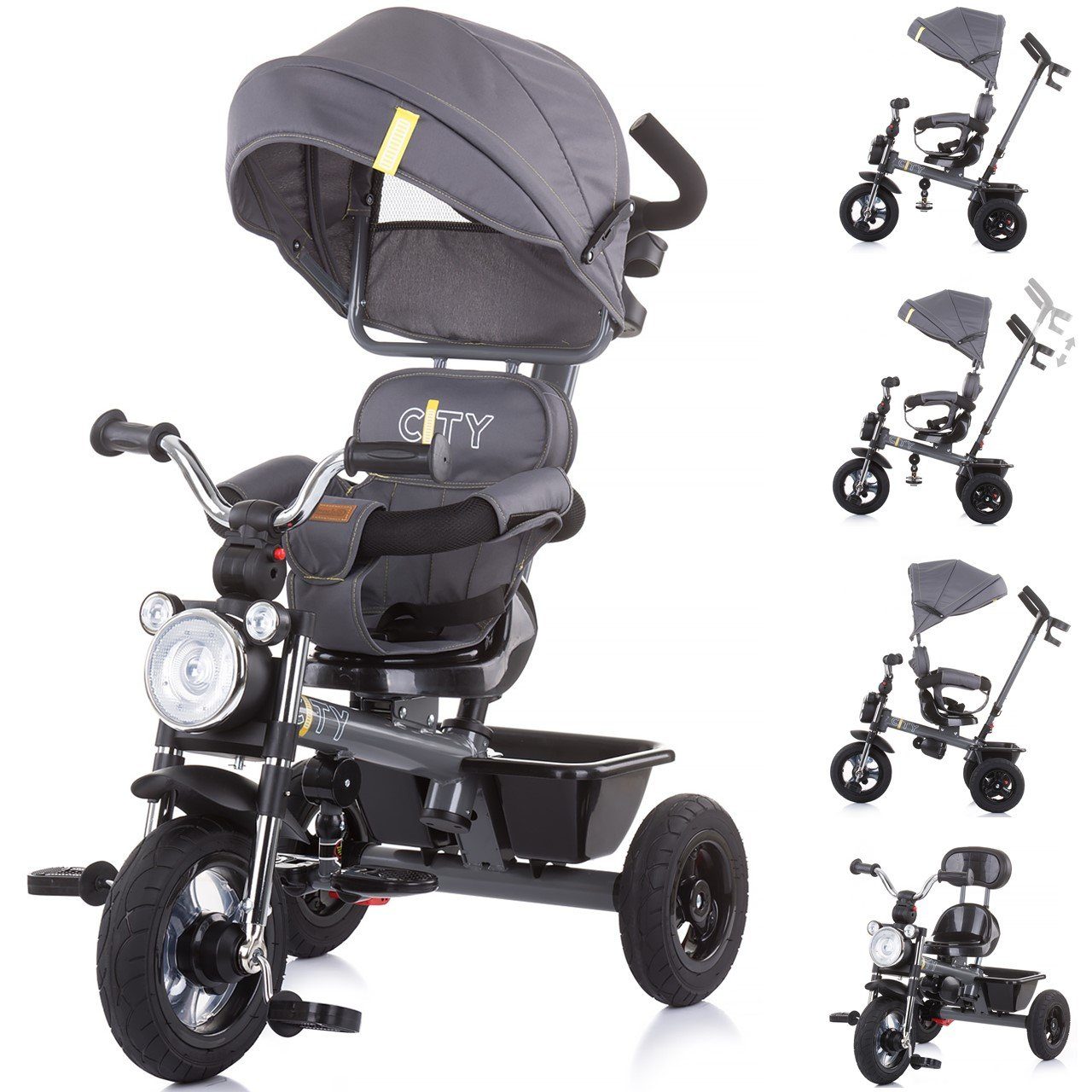 Chipolino Dreirad »Tricycle Dreirad City«, Schiebegriff, Gummiräder