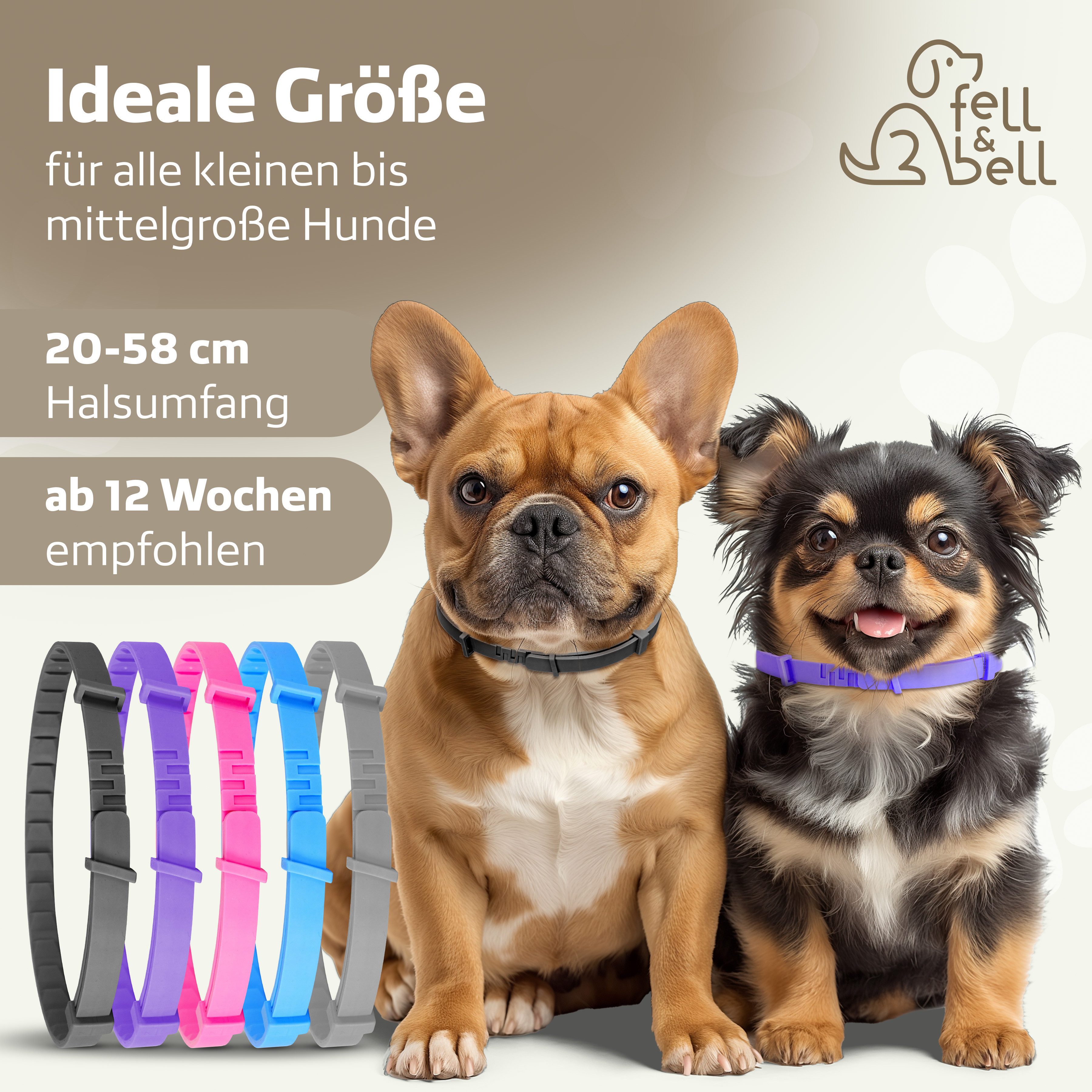 fell&bell Zeckenhalsband Set, Natürliche Inhaltsstoffe, für alle Hunde geeignet,leichte Anwendung