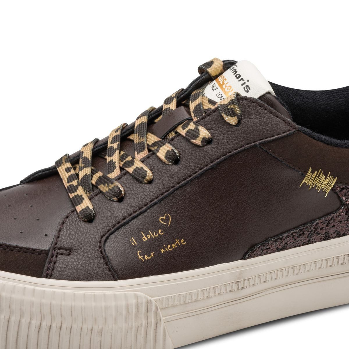 Tamaris 1-23789-46/304 Sneaker Schnürschuh mit Glitter und Leoprint