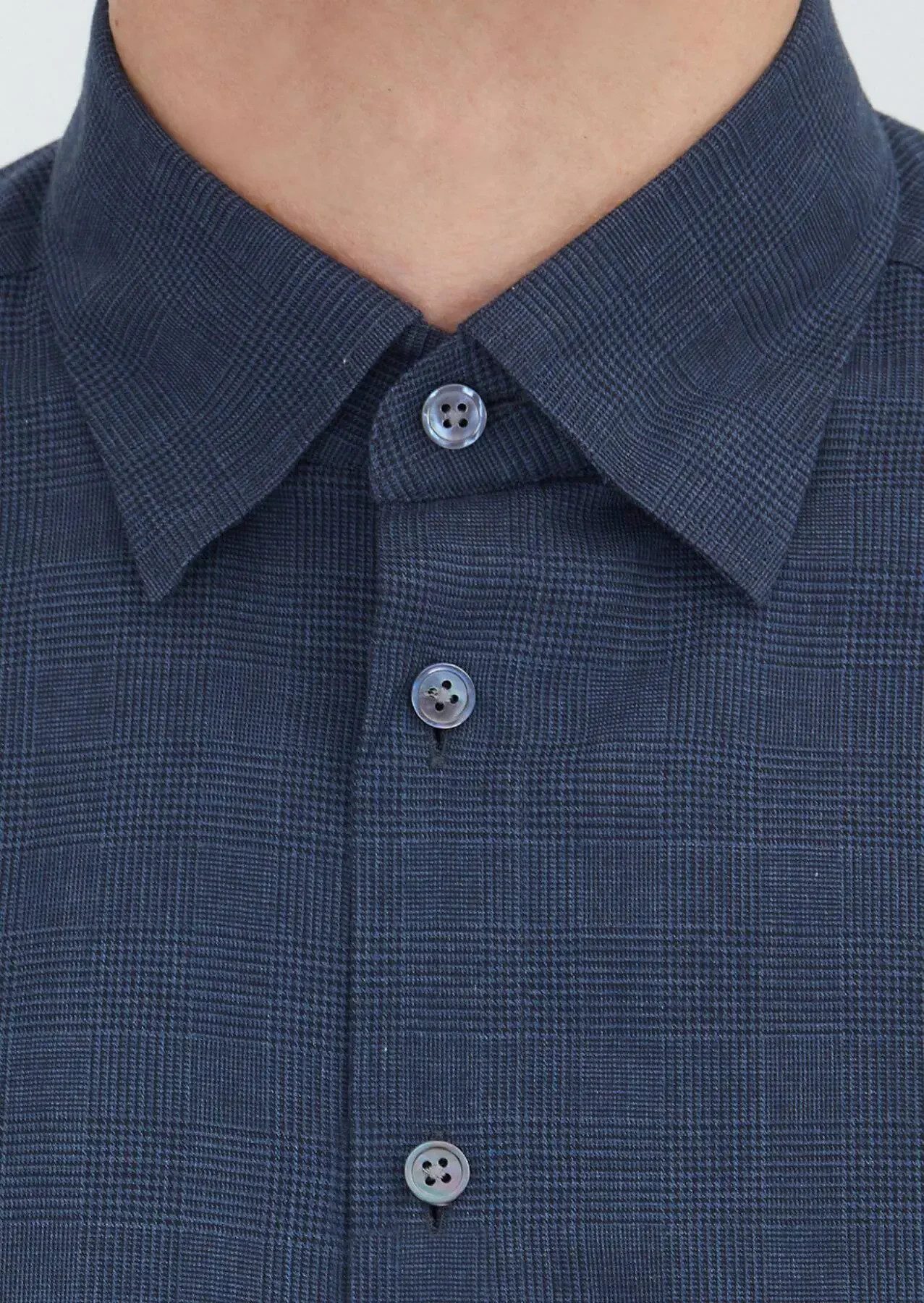 RAMSEY Hemdbluse Hellblaues, kariertes Freizeithemd aus 100 % Baumwolle