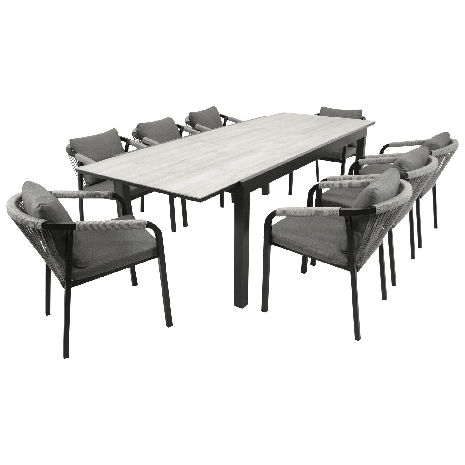 DEGAMO Garten-Essgruppe FARO, (9-tlg., 8x Stapelsessel, günstig online kaufen