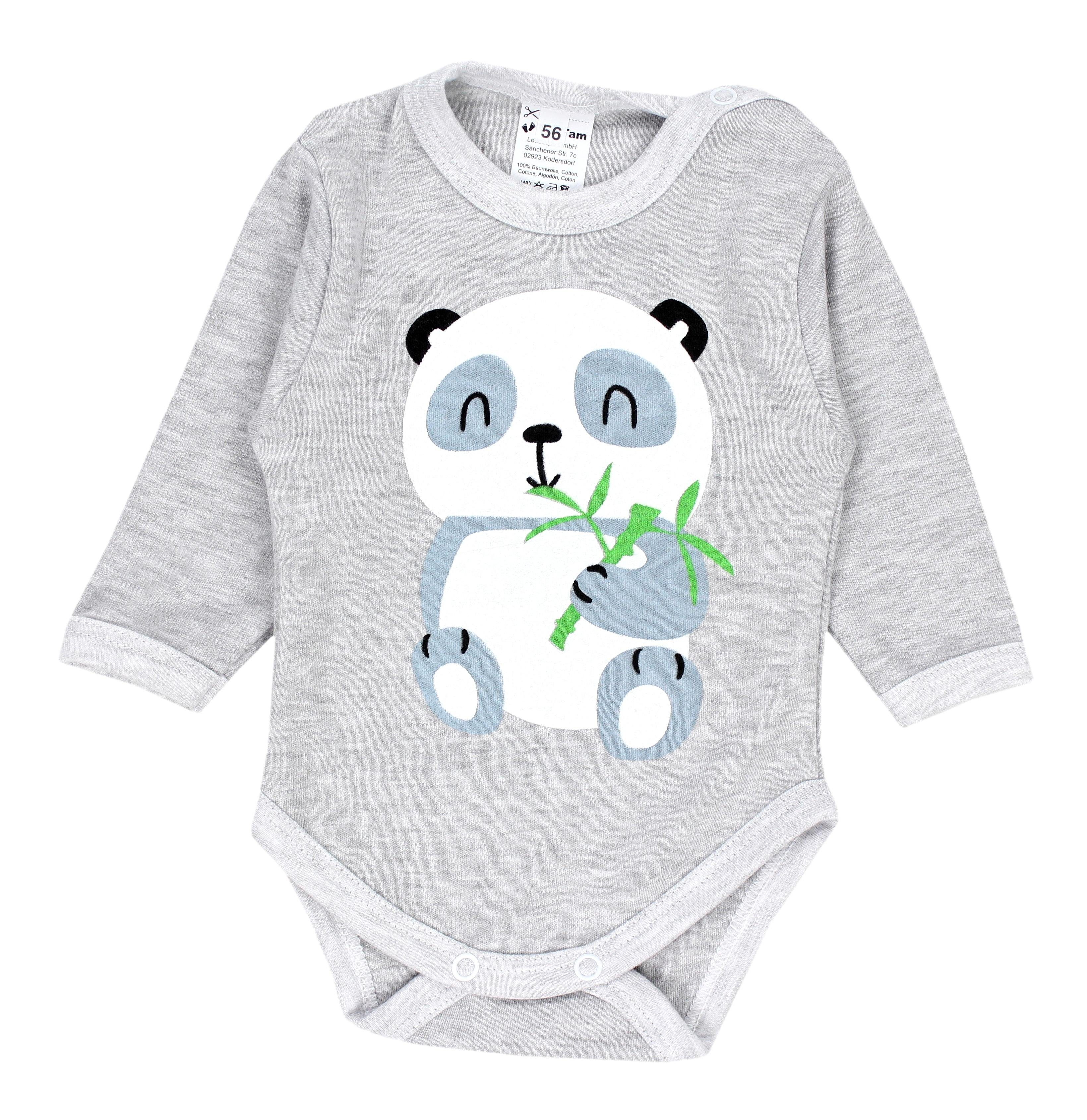Baby Bekleidungsset Kleidung Grau Set Panda / Strampelhose Schwarz Body Erstausstattungspaket TupTam Mütze