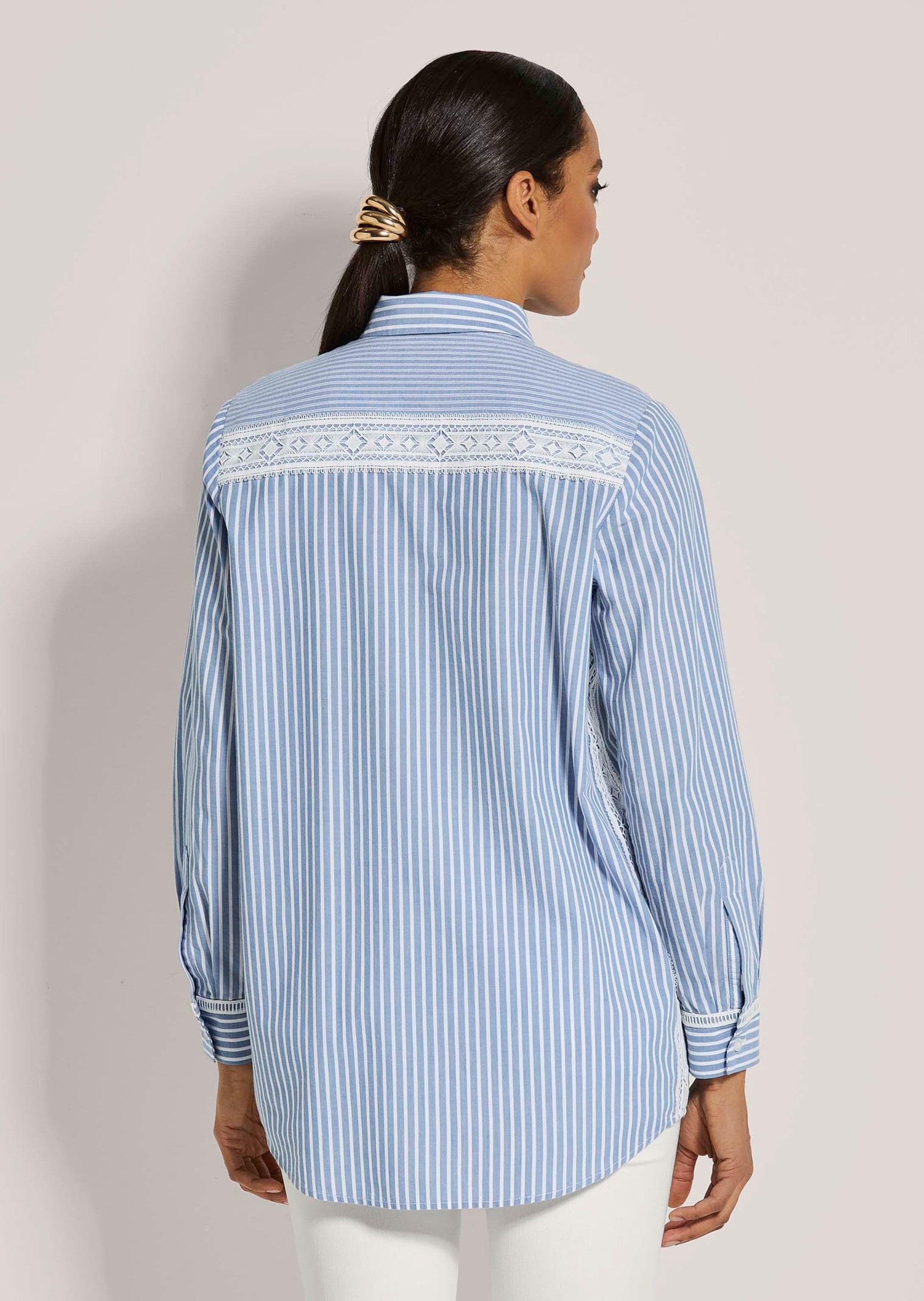 MADELEINE Langarmbluse Streifenbluse mit Spitze