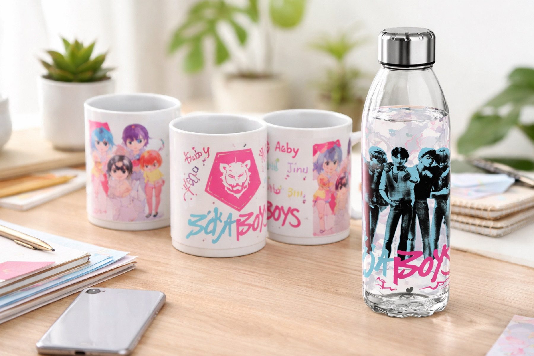 KPop Demon Hunters Tasse Trinkflasche 980 ml Aqua Bottle aus Tritan für Schule und Freizeit, Tritan