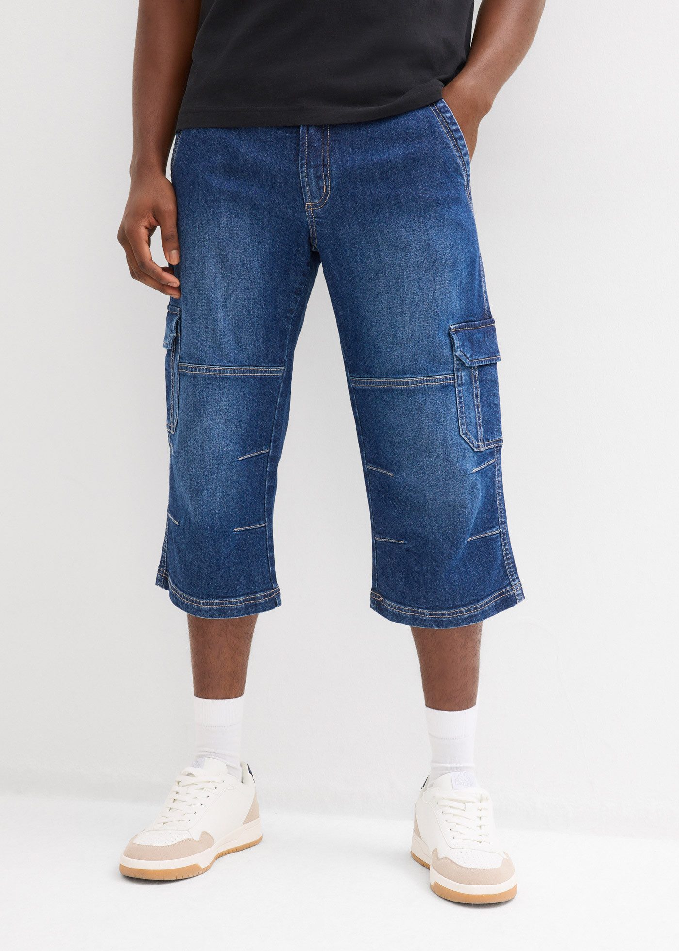 bonprix 3/4-Jeans regular fit, mit Elasthan-Anteil, mit Ziernähten, mit Waschung