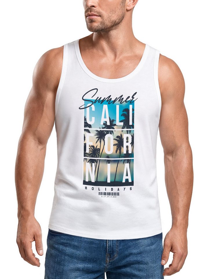 Neverless Tanktop Herren Tank-Top Summer California Holidays Sommer Palmen Foto Print mit Print