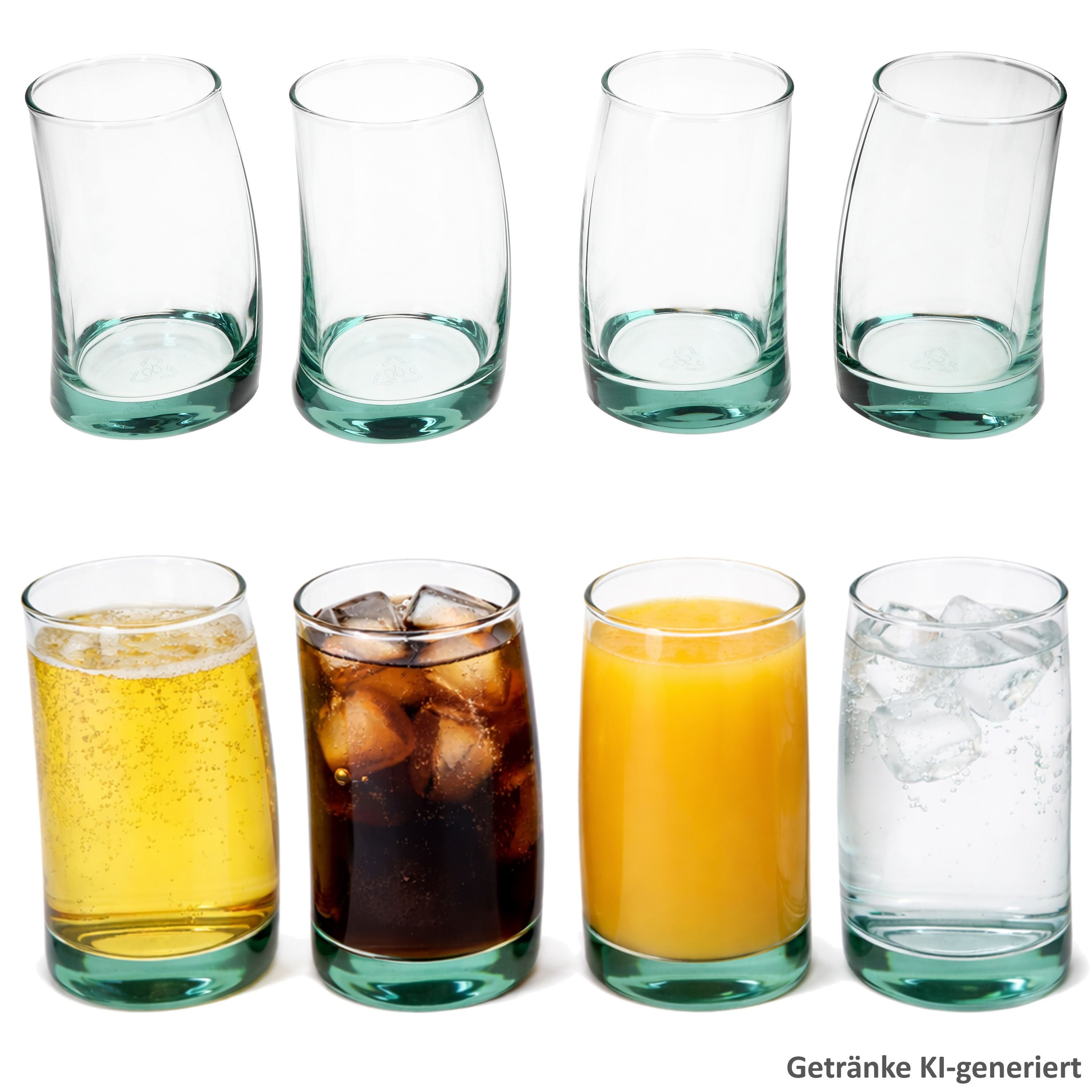 MamboCat Glas MamboCat Sail 8er Set Trinkgläser 210ml Recycling-Glas Wasserglas, Glas