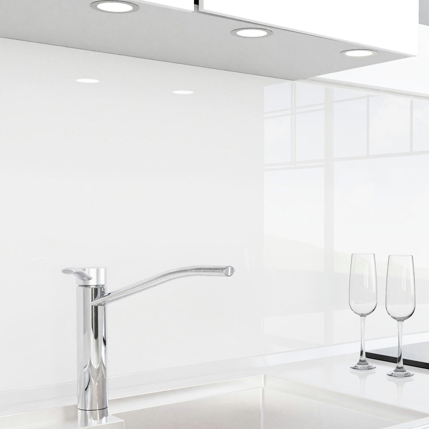 danario Küchenrückwand Folie selbstklebend, Glasoptik, Spritzschutz Küche, ablösbar - 0,8 mm