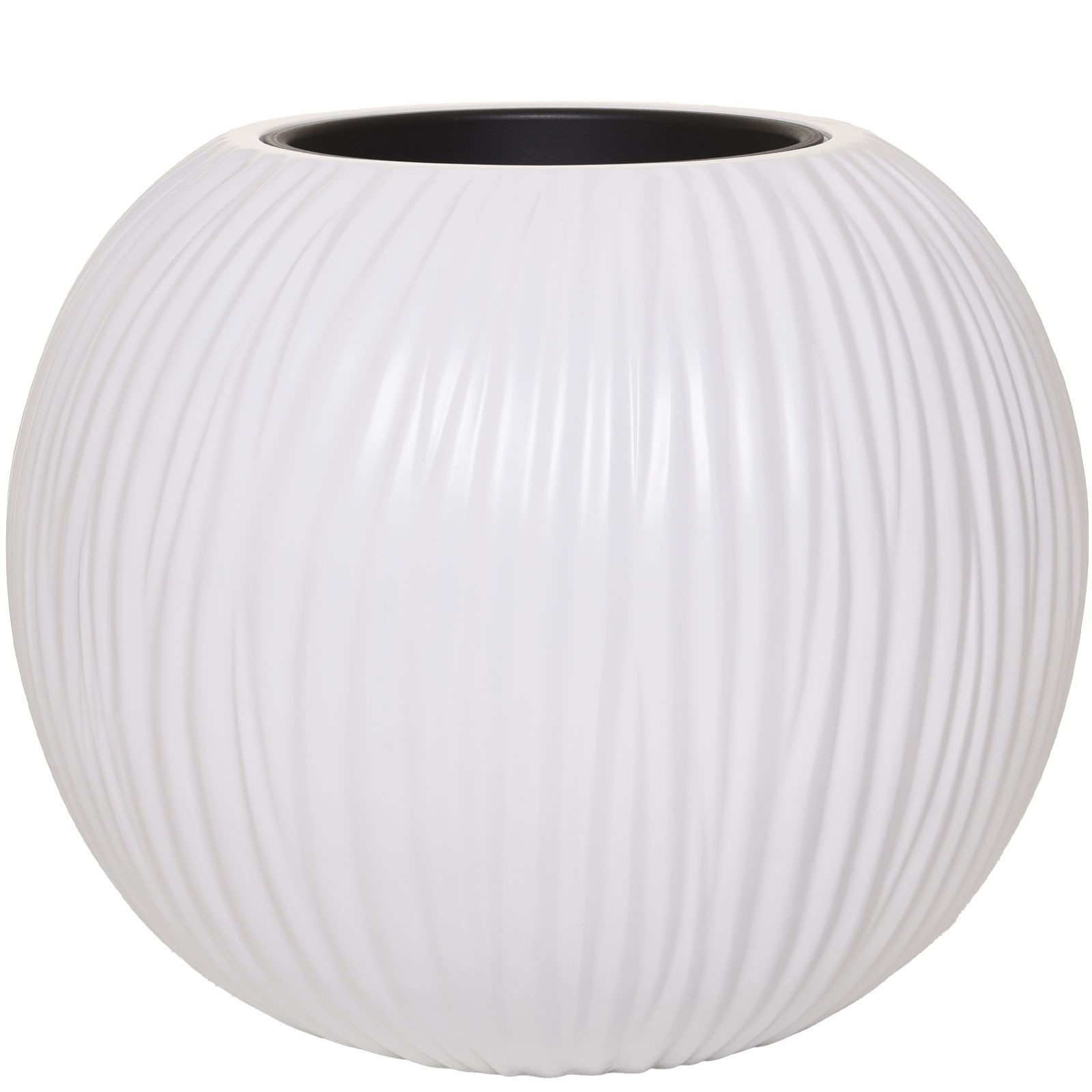 VIVANNO Pflanzkübel Fiberglas VITRO Rund - Vitroweiß Matt Mit Muster (1 St), 50x40 cm