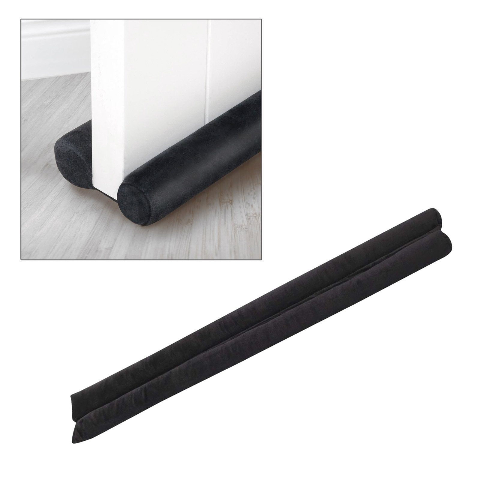 2x Zugluftstopper für Tür und Fenster - Microfaser Windstopper- taupe/grau