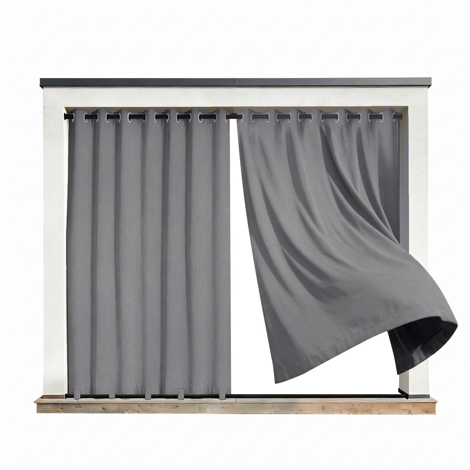 Sunicol Outdoorvorhang Wetterfest 100% Blickdichte Gardinen mit Ösen Sonnenschutz Sichtschutz (2 St), Extra breit Winddicht Terrasse Vorhänge für Pavillon/Balkon