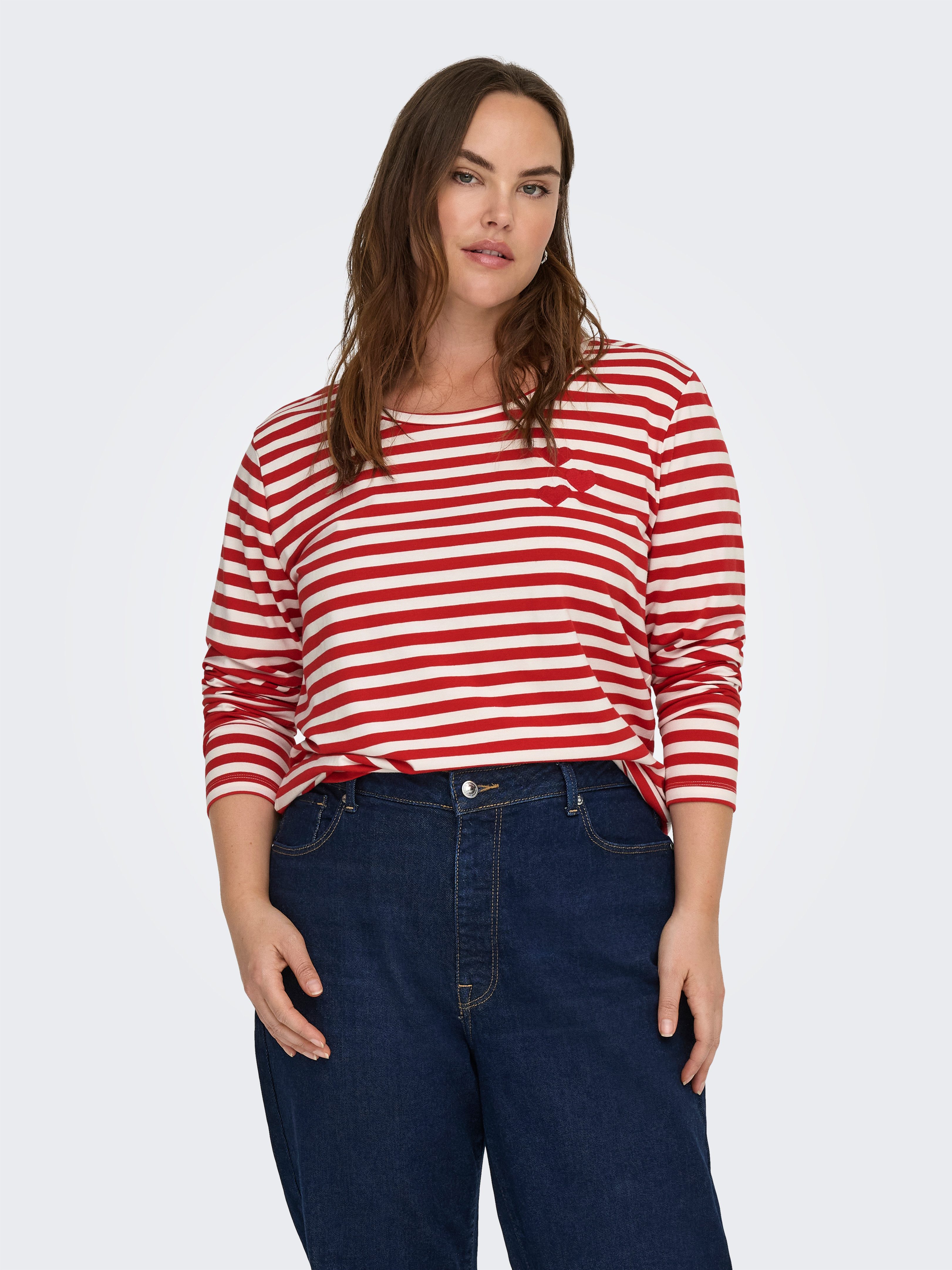 ONLY CARMAKOMA Langarmshirt CARBODIL L/S O-NECK BLOUSE JRS Materialmix, regular fit
