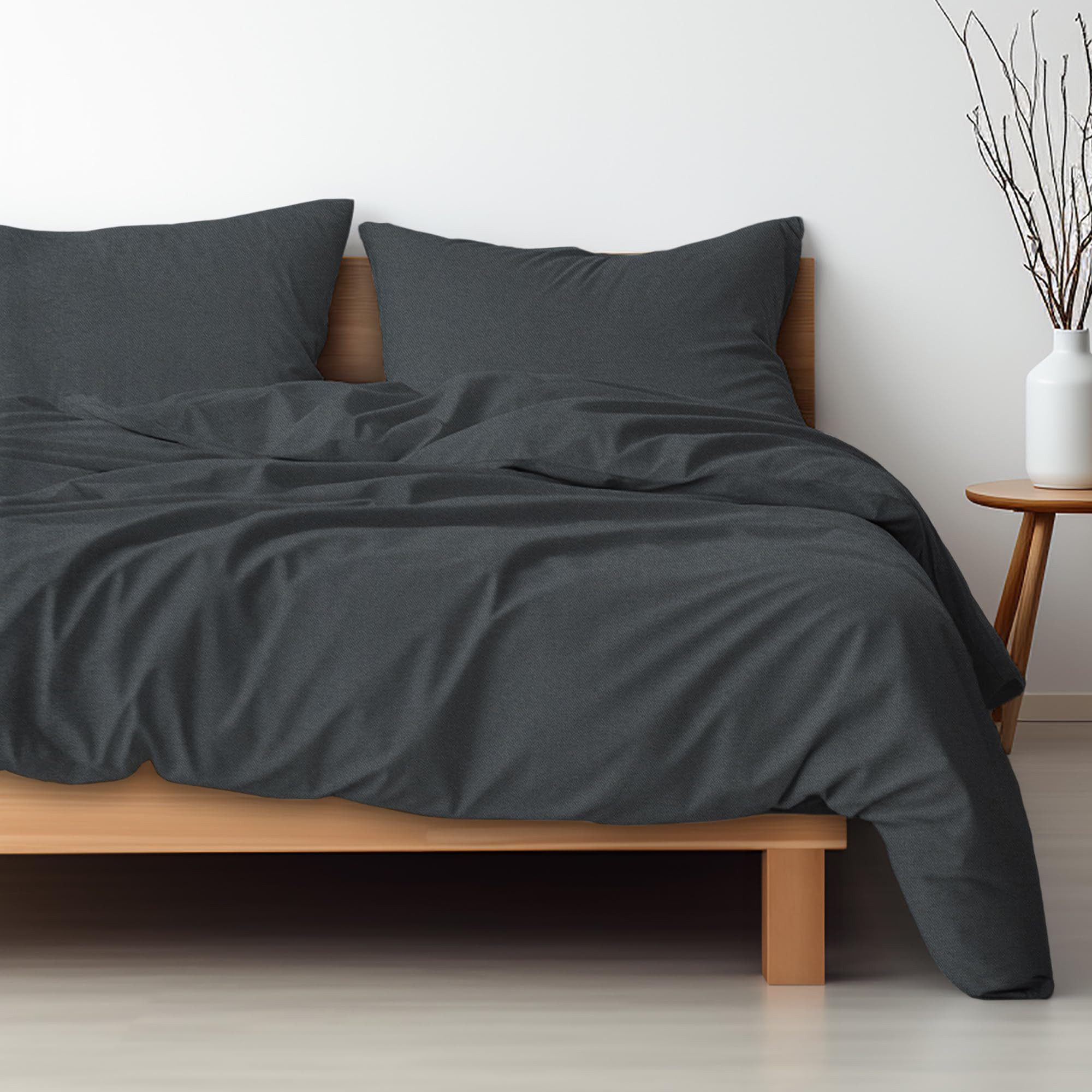 Hausfelder Bettwäsche Set (Bettbezug 200 x 200 + 2 x Kissen 80x80, anthrazi günstig online kaufen