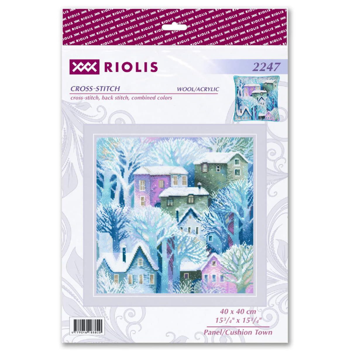 Riolis Kreativset Riolis Kreuzstich Kissen Stickpackung "Stadt", Zählmuster, 40x40cm..., (embroidery kit by Marussia)