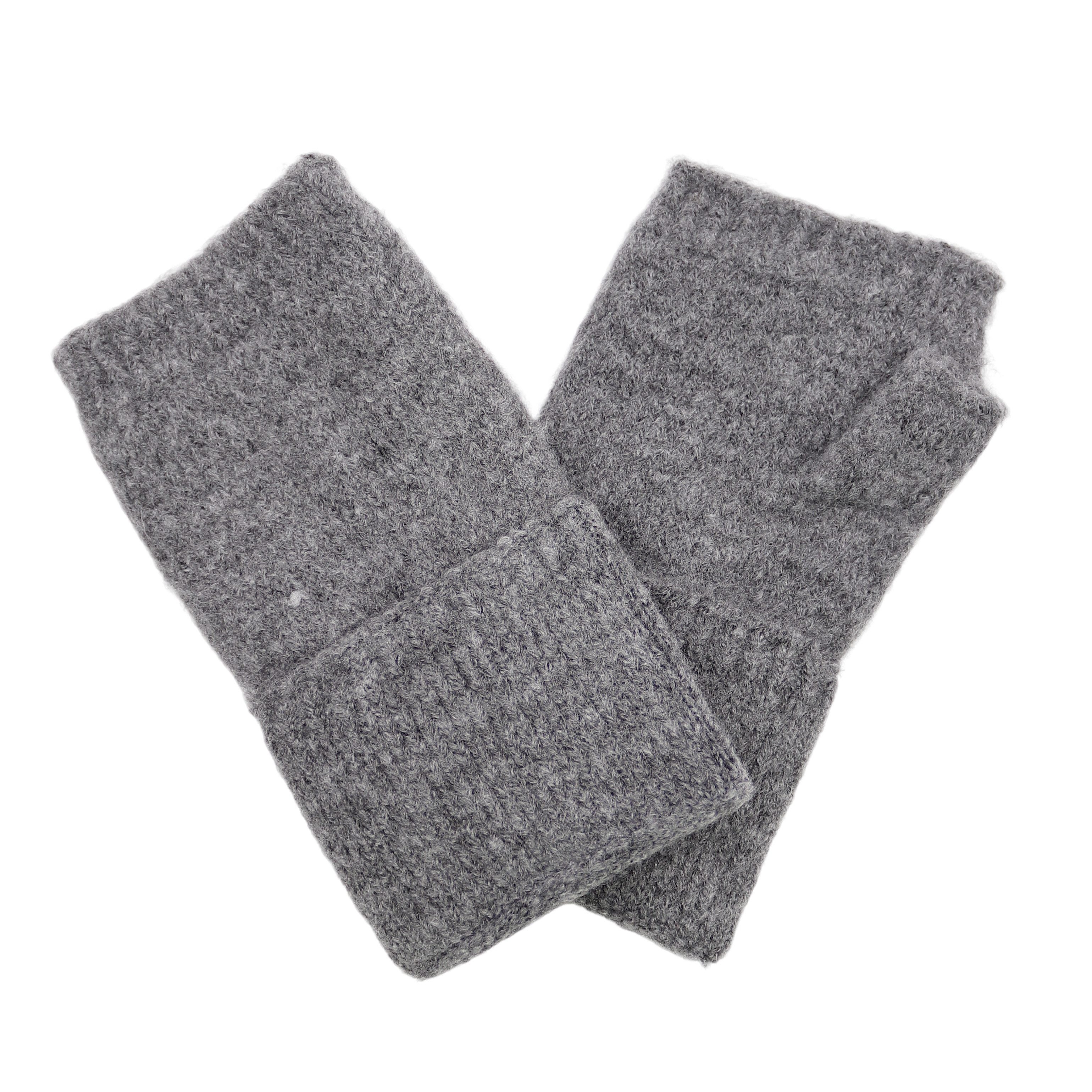 MIRROSI Strickhandschuhe Damen fingerlose Handschuhe - lange Armstulpen, ONESIZE mit Daumenöffnung & Umschlag – One Size – verschiedene Farben