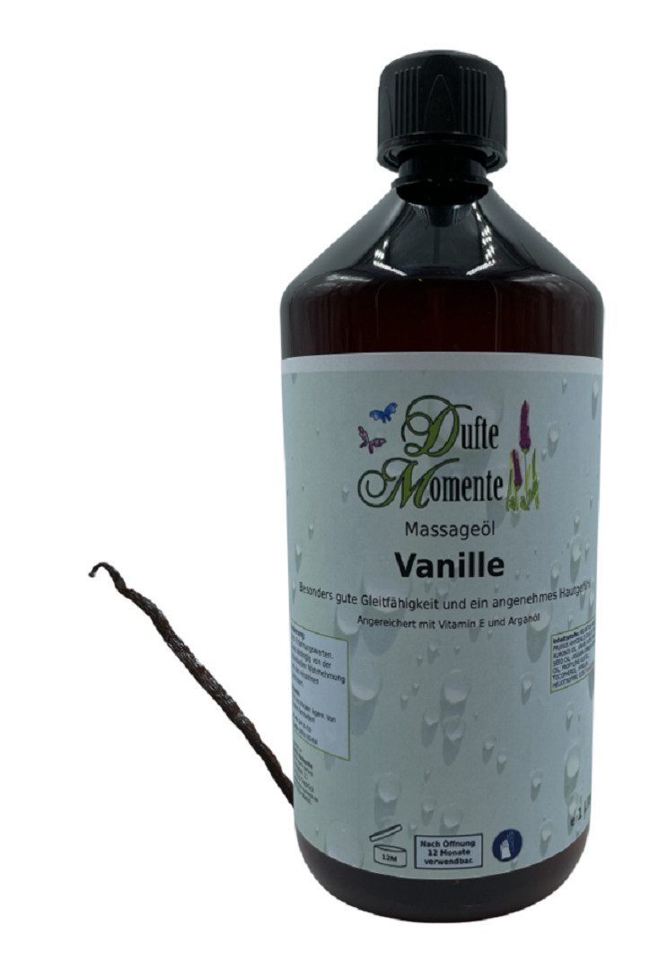Dufte Momente Massageöl Vanille 250ml - 3 L, hochwertige Pflanzenöle als Basis, vegan und ohne Tierversuche